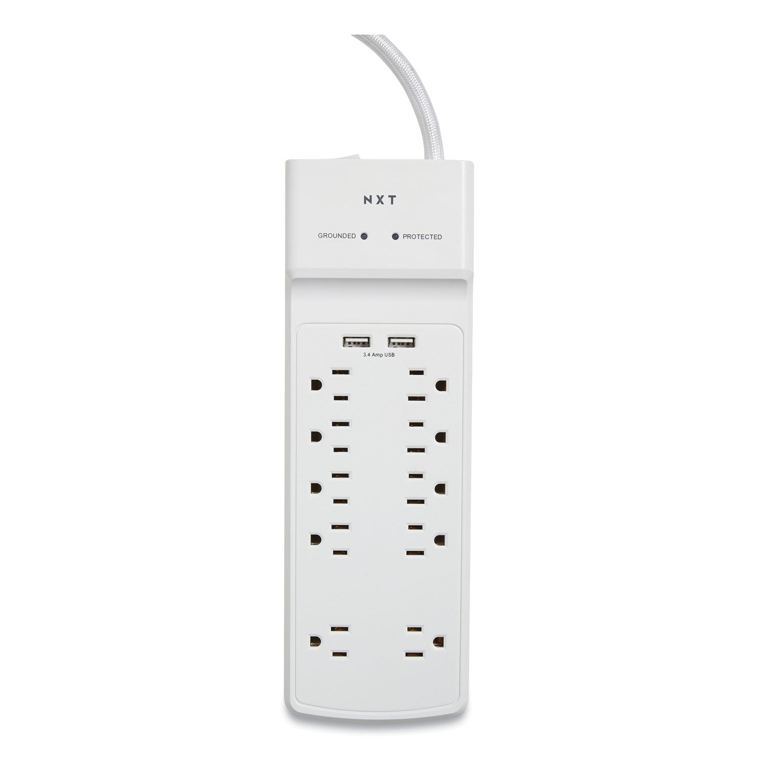 NXT Technologies™ Surge Protector, 10 AC Outlets/2 USB Ports, 6 ft Cord, 3,000 J, White