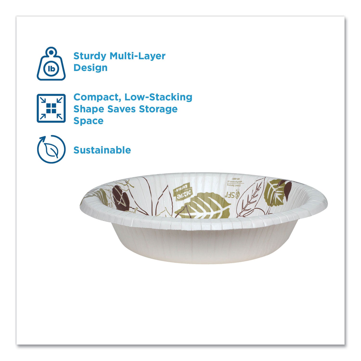 Dixie® Pathways Heavyweight Paper Bowls, 12 oz, Green/Burgundy, 1,000/Carton