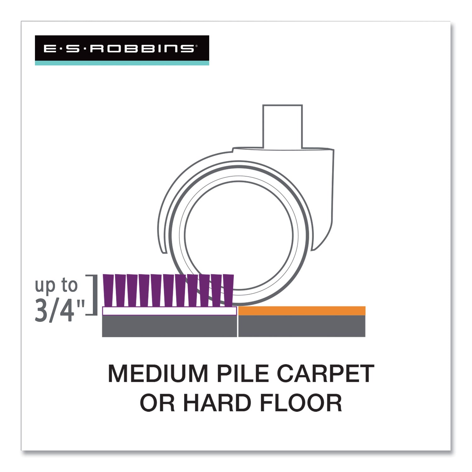 ES Robbins® Floor+Mate, For Hard Floor to Medium Pile Carpet up to 0.75", 46 x 48, Clear