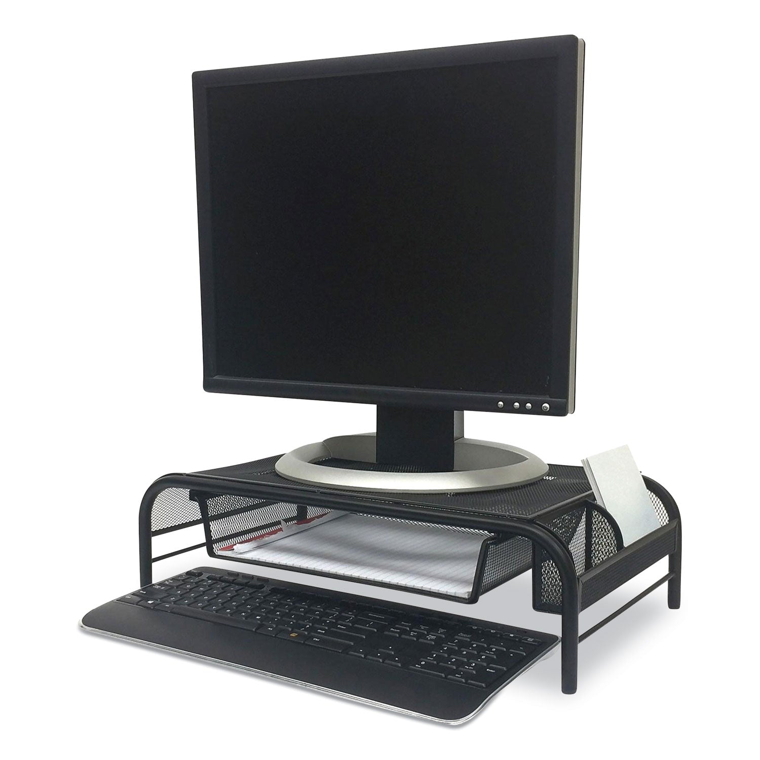 Mind Reader Raise Metal Mesh Monitor Stand with Drawer, 20