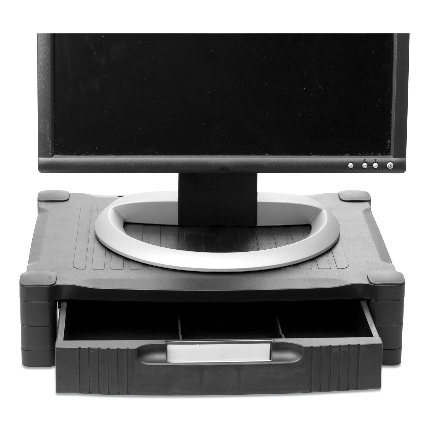 Mind Reader Monitor Stand Riser with Drawer, 17" x 13" x 3.75", Black, Supports 22 lbs