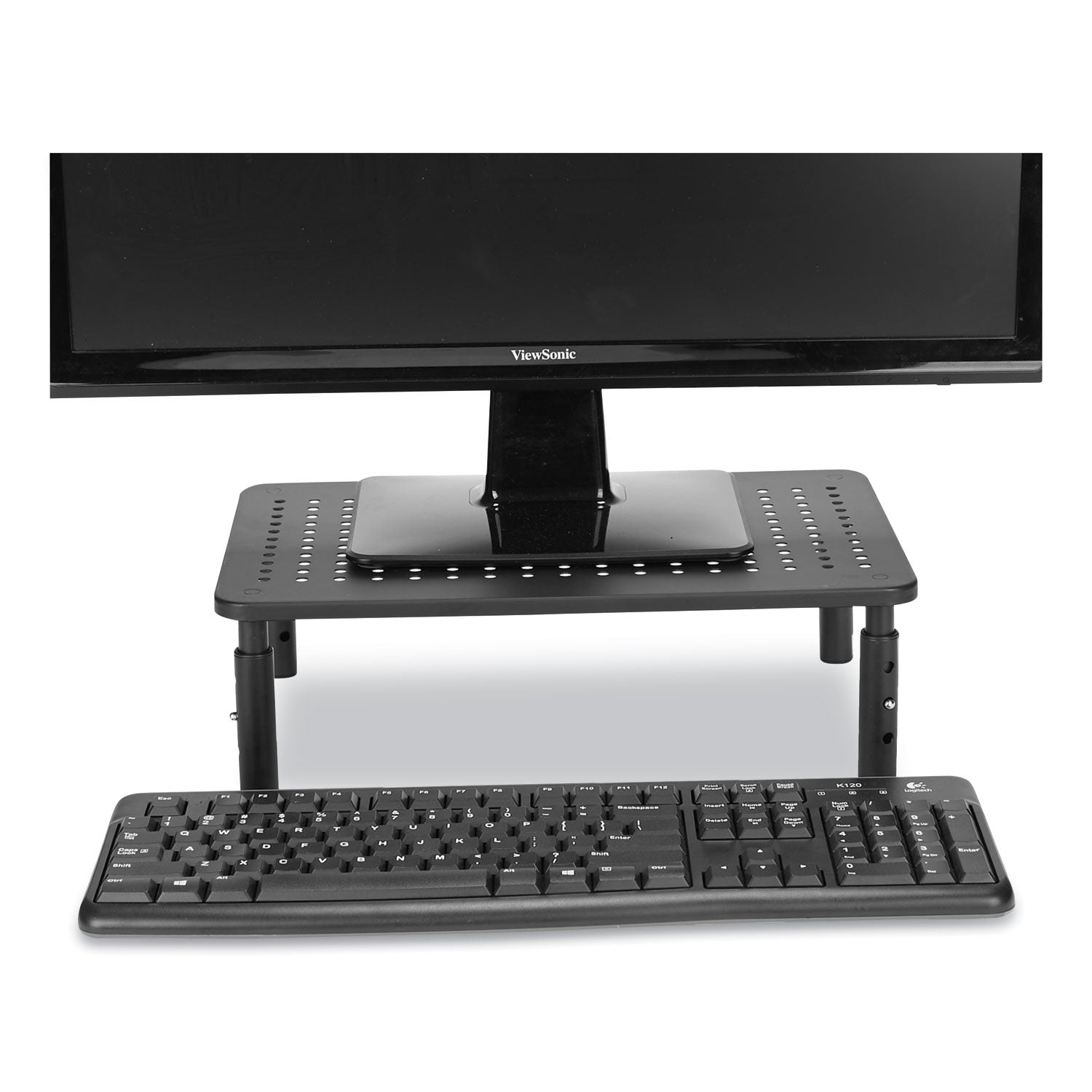 Mind Reader Adjustable Rectangular Monitor Stand, 14" x 9" x 3.25" to 5.25", Black, Supports 44 lbs