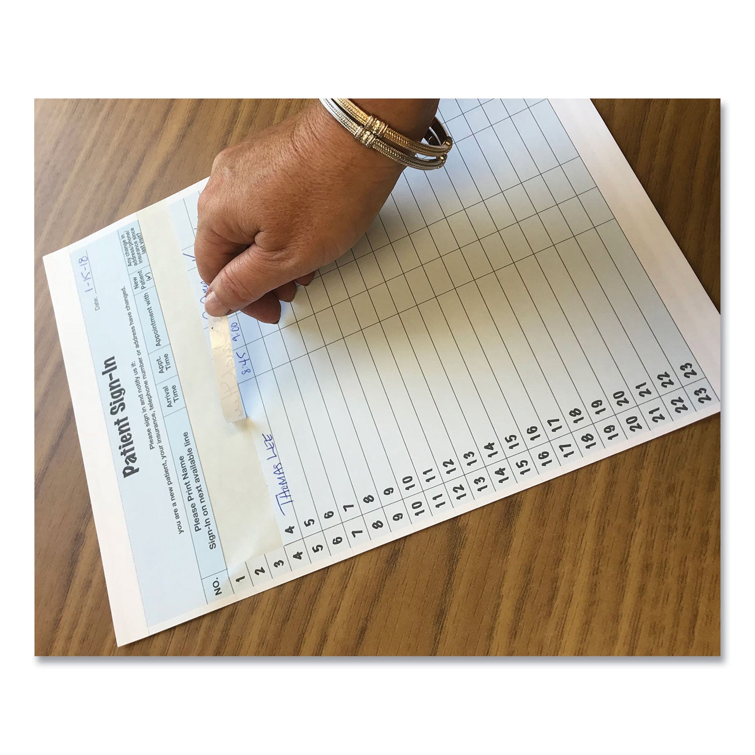 Tabbies® Patient Sign-In Label Forms, Two-Part Carbon, 8.5 x 11.63, Blue Sheets, 125 Forms Total