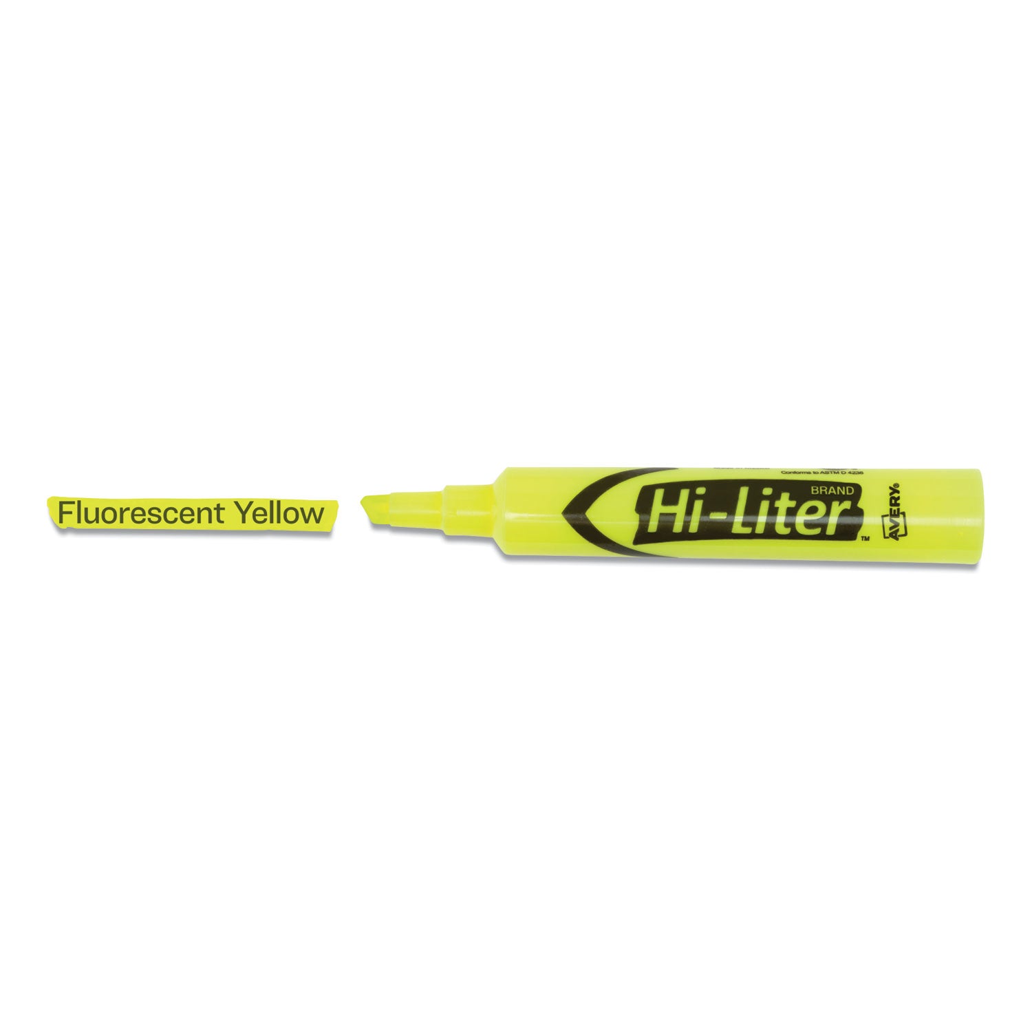 Avery® HI-LITER Desk-Style Highlighters, Fluorescent Yellow Ink, Chisel Tip, Yellow/Black Barrel, Dozen