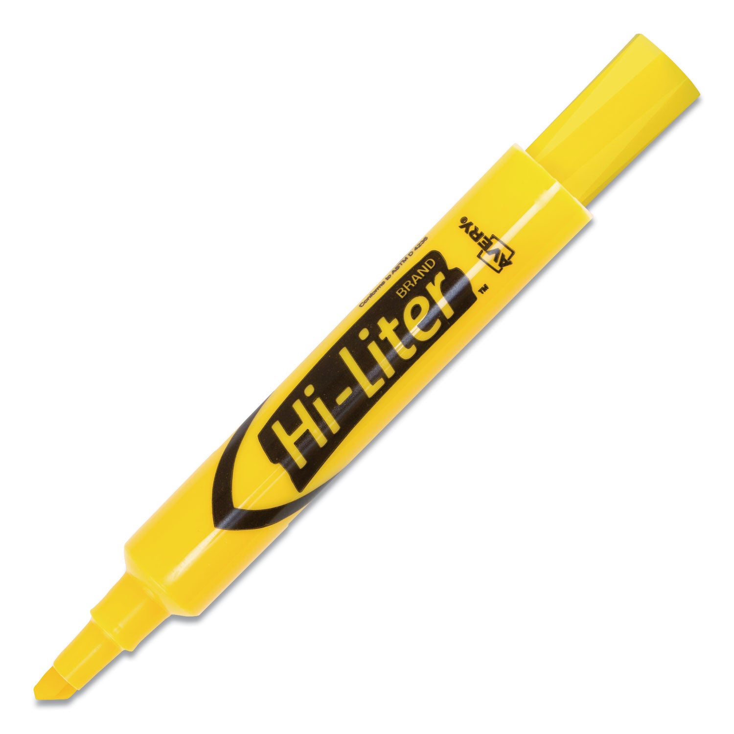 Avery® HI-LITER Desk-Style Highlighters, Yellow Ink, Chisel Tip, Yellow/Black Barrel, Dozen