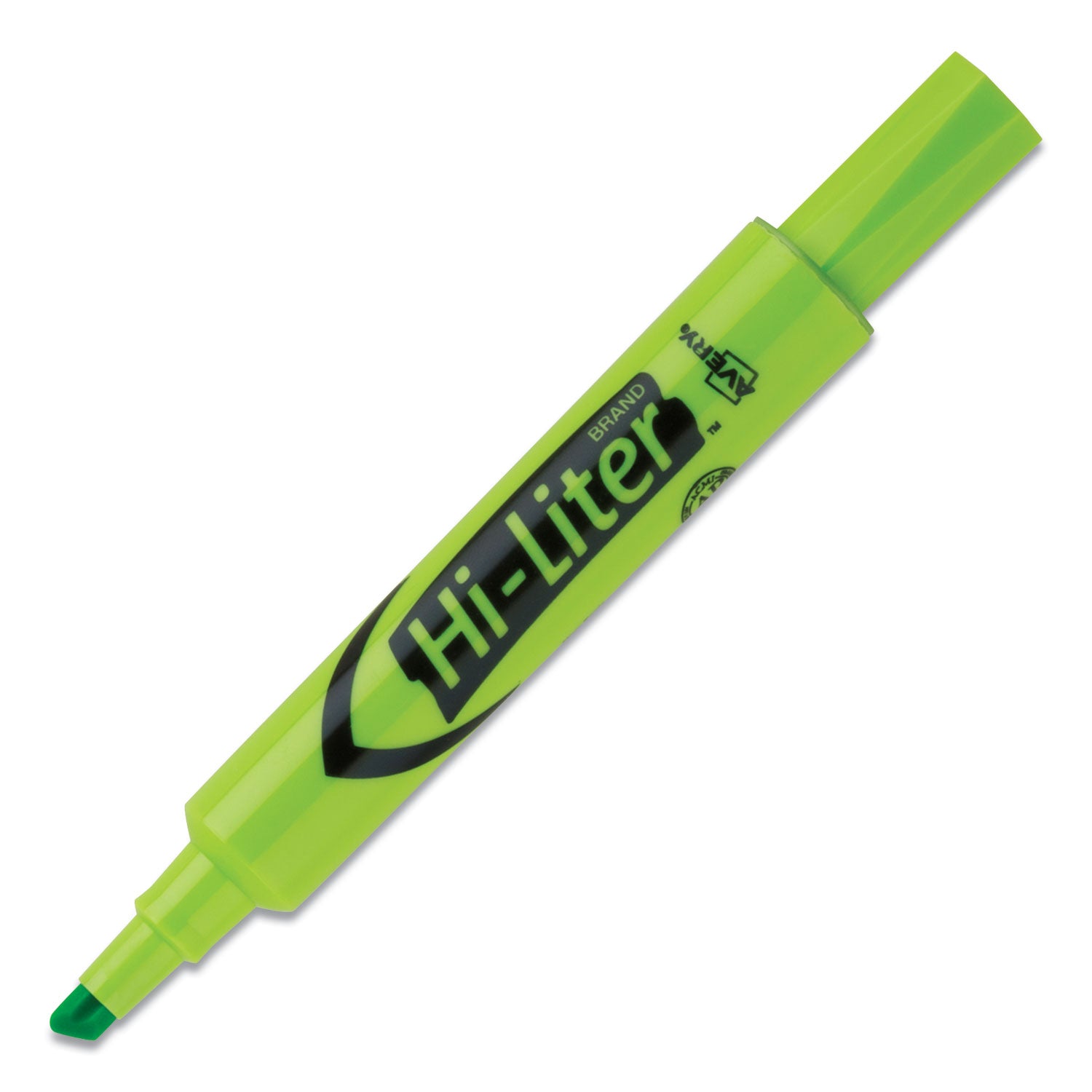 Avery® HI-LITER Desk-Style Highlighters, Fluorescent Green Ink, Chisel Tip, Green/Black Barrel, Dozen