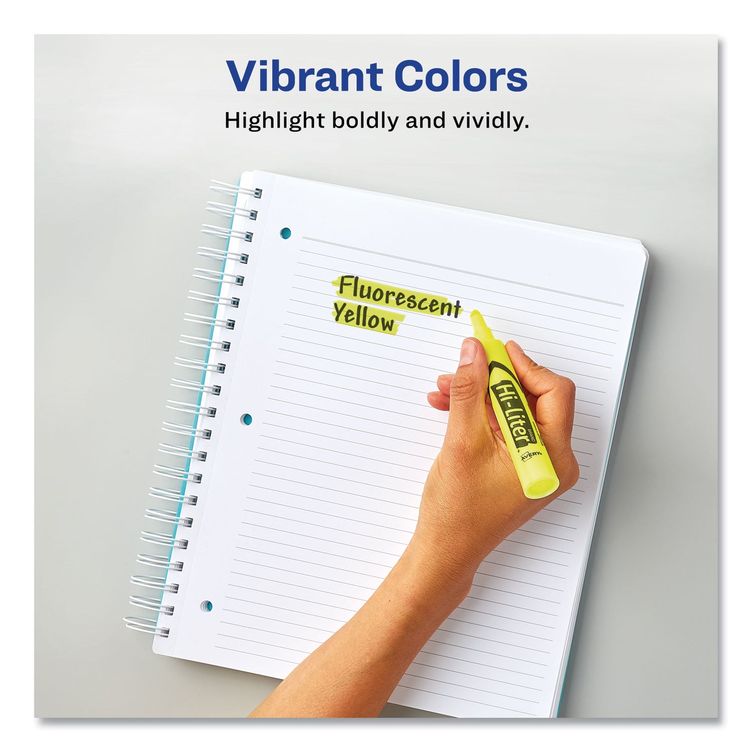 Avery® HI-LITER Desk-Style Highlighters, Fluorescent Yellow Ink, Chisel Tip, Yellow/Black Barrel, Dozen