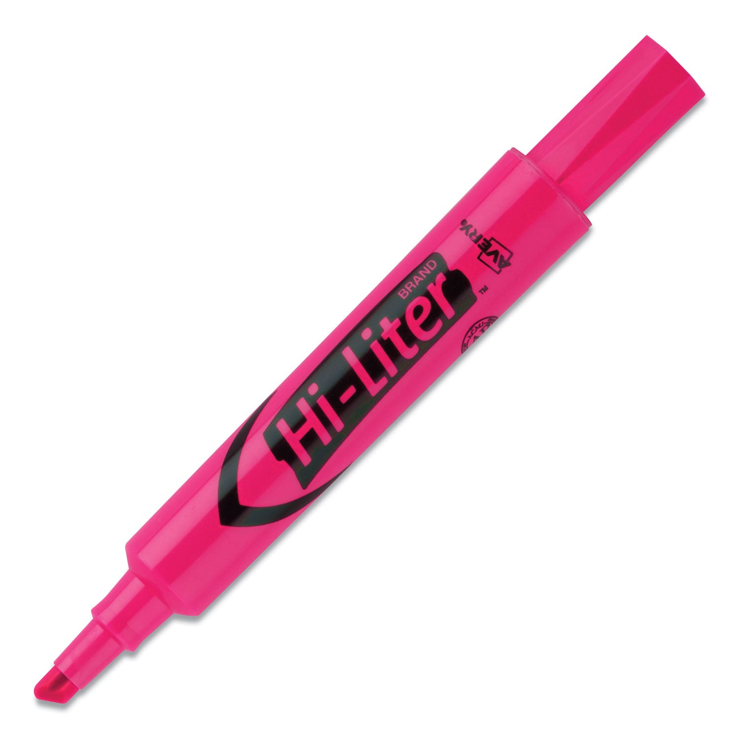 Avery® HI-LITER Desk-Style Highlighters, Fluorescent Pink Ink, Chisel Tip, Pink/Black Barrel, Dozen