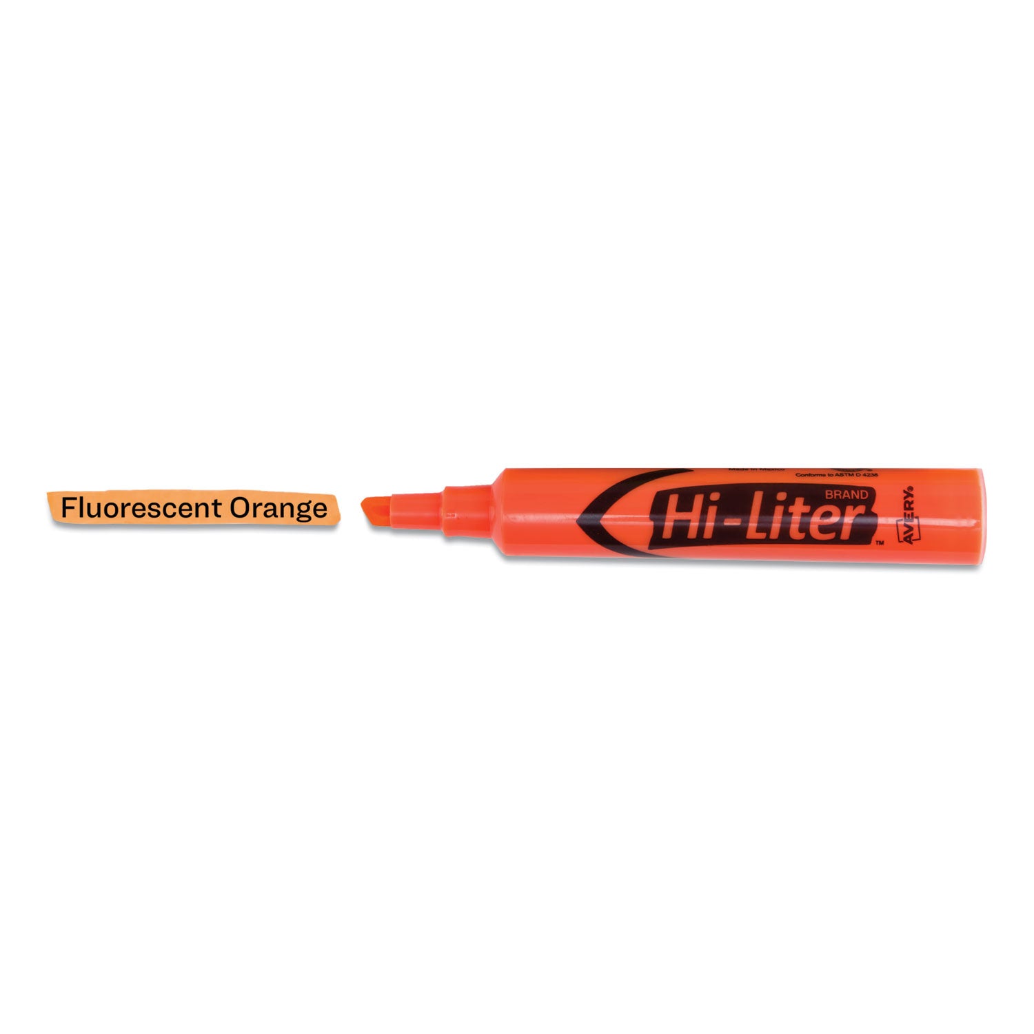 Avery® HI-LITER Desk-Style Highlighters, Fluorescent Orange Ink, Chisel Tip, Orange/Black Barrel, Dozen