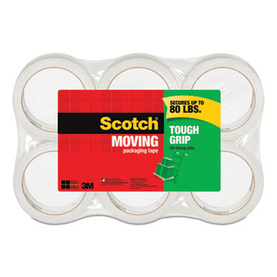 Scotch® Tough Grip Moving Packaging Tape, 3" Core, 1.88" x 43.7 yds, Clear, 6/Pack Flipcost Flipcost