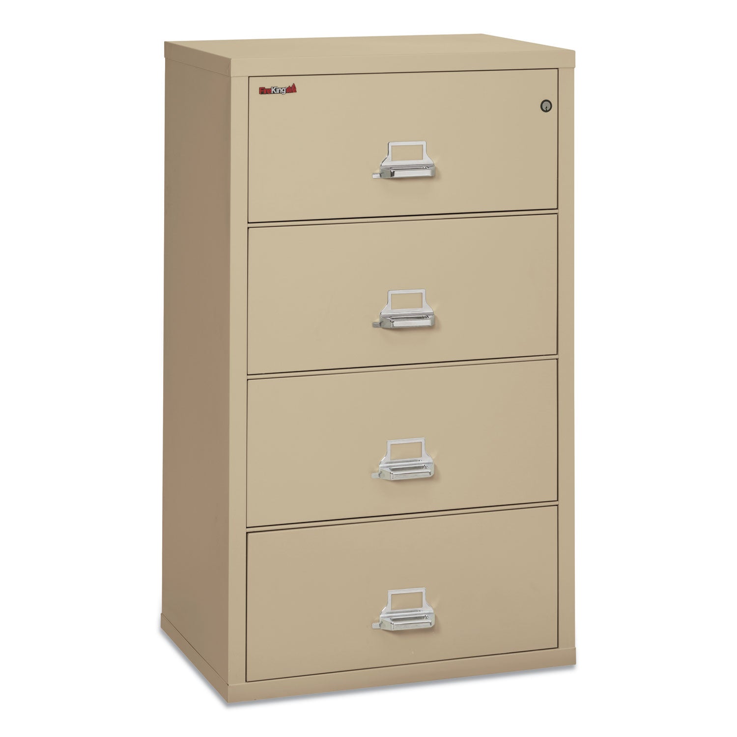 FireKing® Insulated Lateral File, 4 Legal/letter-Size File Drawers, Parchment, 31.13" X 22.13" X 52.75", 260 Lb Overall Capacity