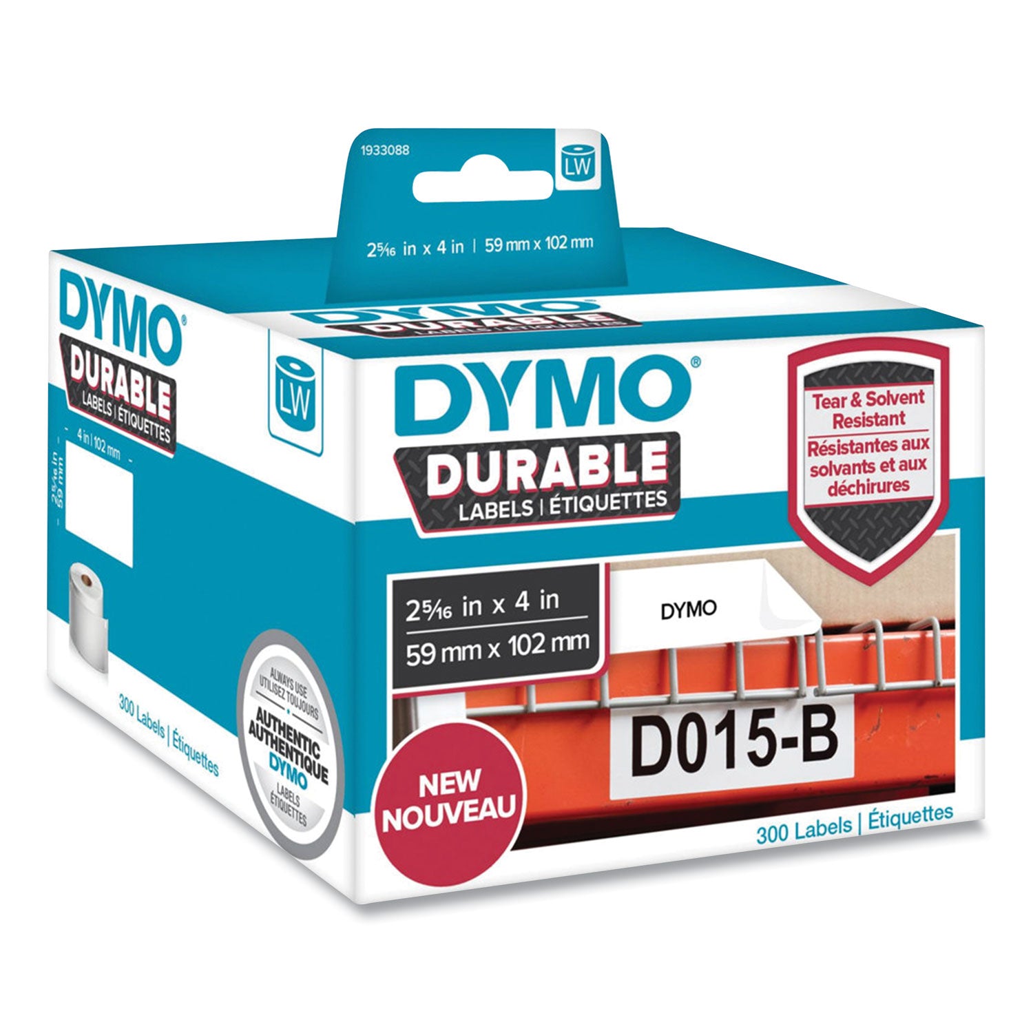 DYMO® LW Durable Multi-Purpose Labels, 2.31" x 4", White, 300 Labels/Roll