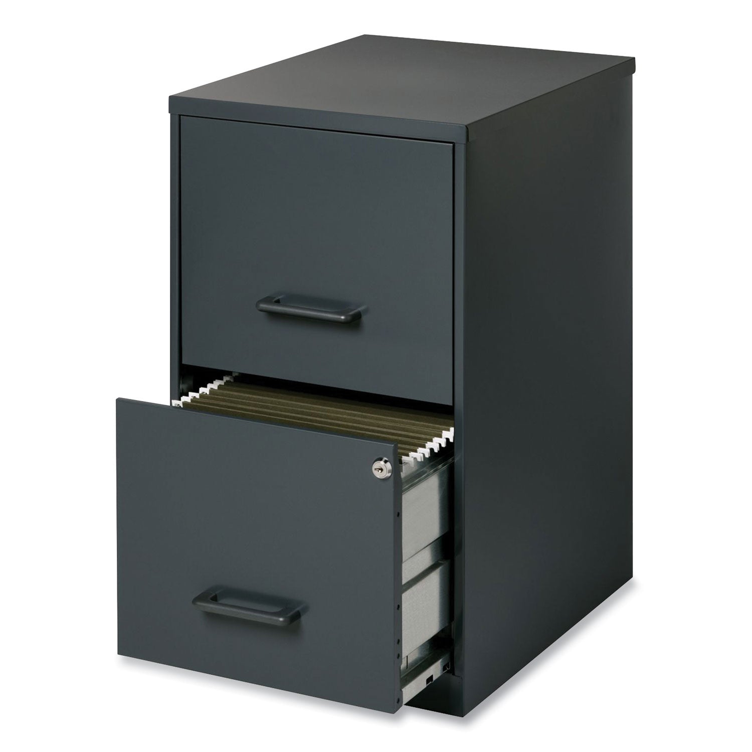 Two-Drawer Vertical File Cabinet, 2 Letter-Size File Drawers, Graphite, 14.25" x 18" x 24.5"