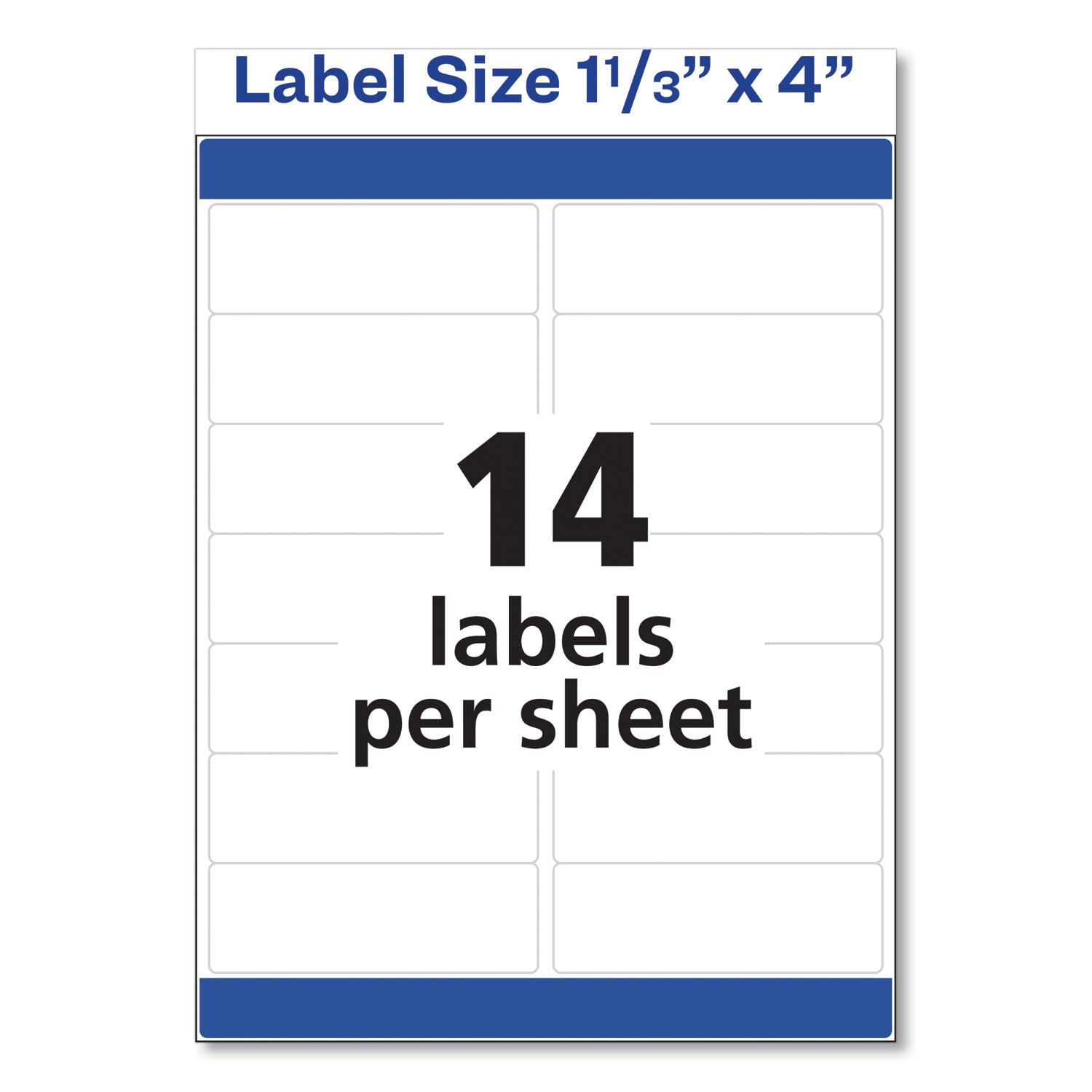 Avery® Easy Peel White Address Labels w/ Sure Feed Technology, Inkjet Printers, 1.33 x 4, White, 14/Sheet, 100 Sheets/Box