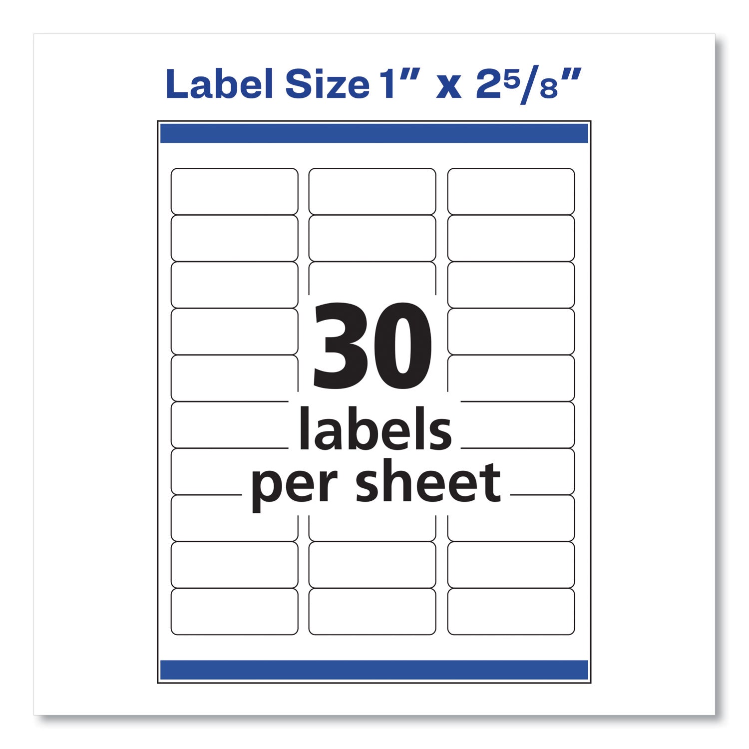 Avery® Easy Peel White Address Labels w/ Sure Feed Technology, Laser Printers, 1 x 2.63, White, 30/Sheet, 25 Sheets/Pack