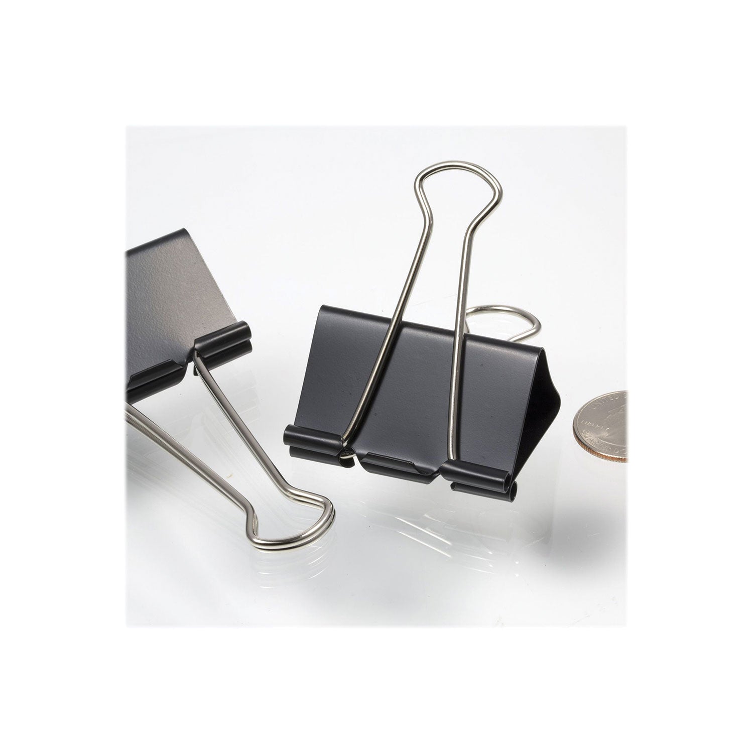 Officemate Binder Clips, Large, Black/Nickel, 12/Box