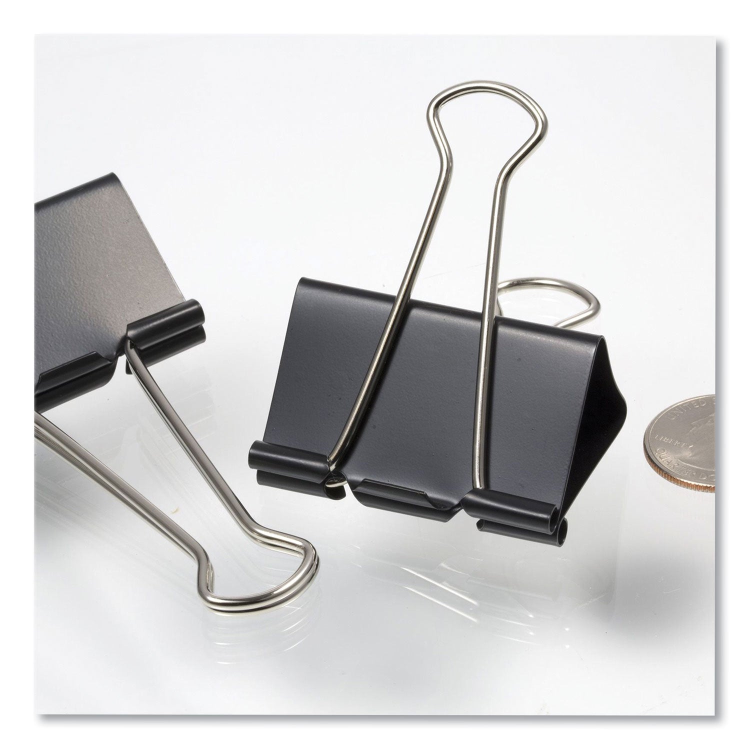 Officemate Binder Clips, Large, Black/Nickel, 12/Box