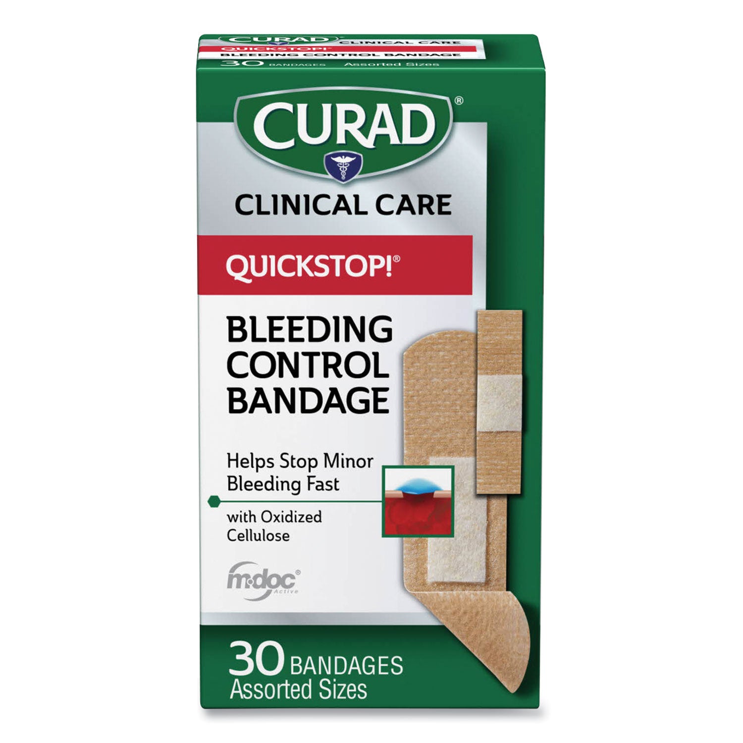 Curad® QuickStop Flex Fabric Bandages, Assorted, 30/Box