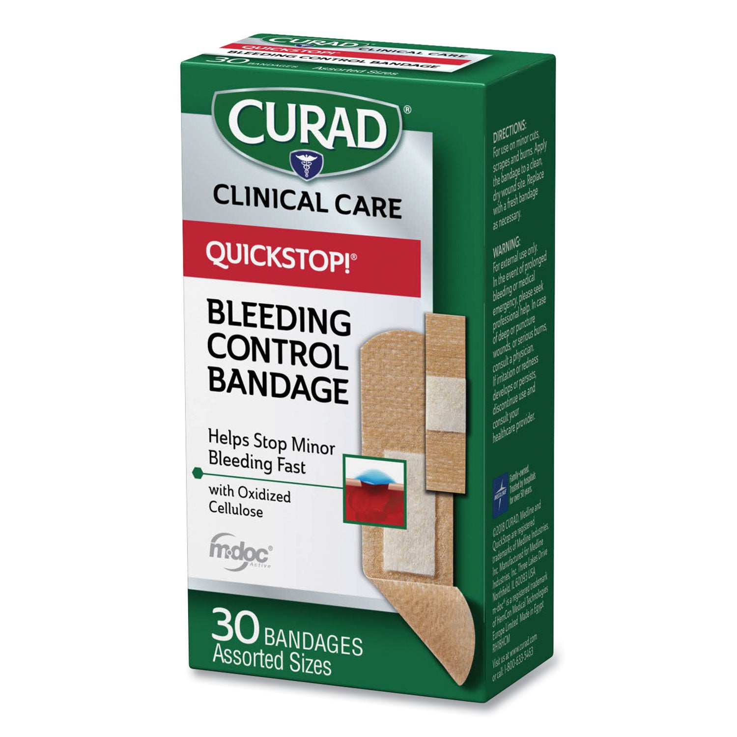 Curad® QuickStop Flex Fabric Bandages, Assorted, 30/Box