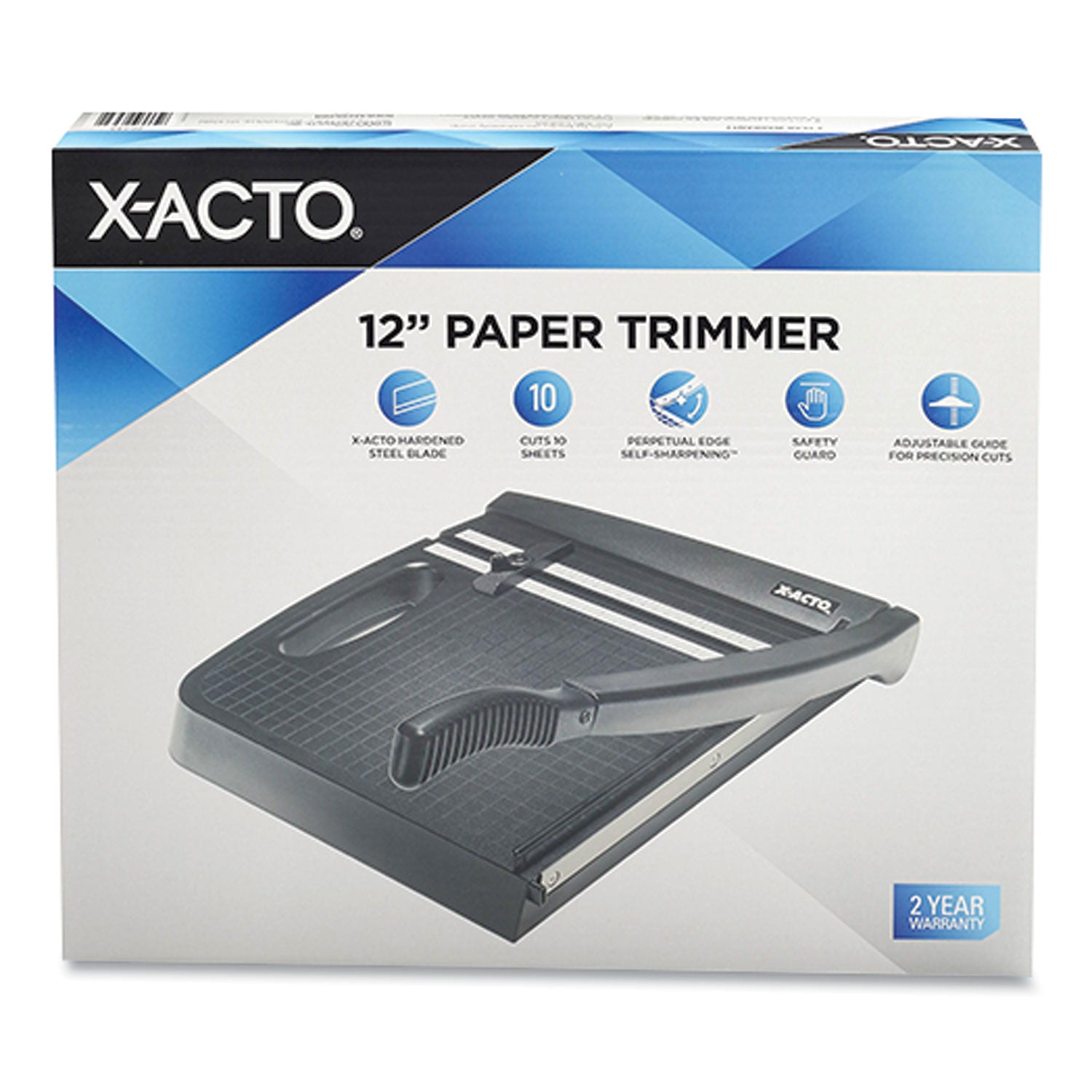 X-ACTO® 10-Sheet Guillotine Trimmer, 10 Sheets, 12" Cut Length, Plastic Base, 13 x 13