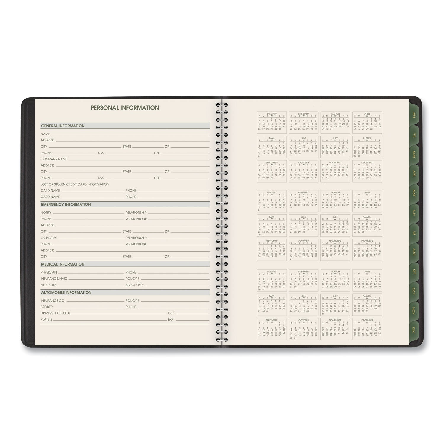 AT-A-GLANCE® Recycled Weekly Vertical-Column Format Appointment Book, 8.75 x 7, Black Cover, 12-Month (Jan to Dec): 2025