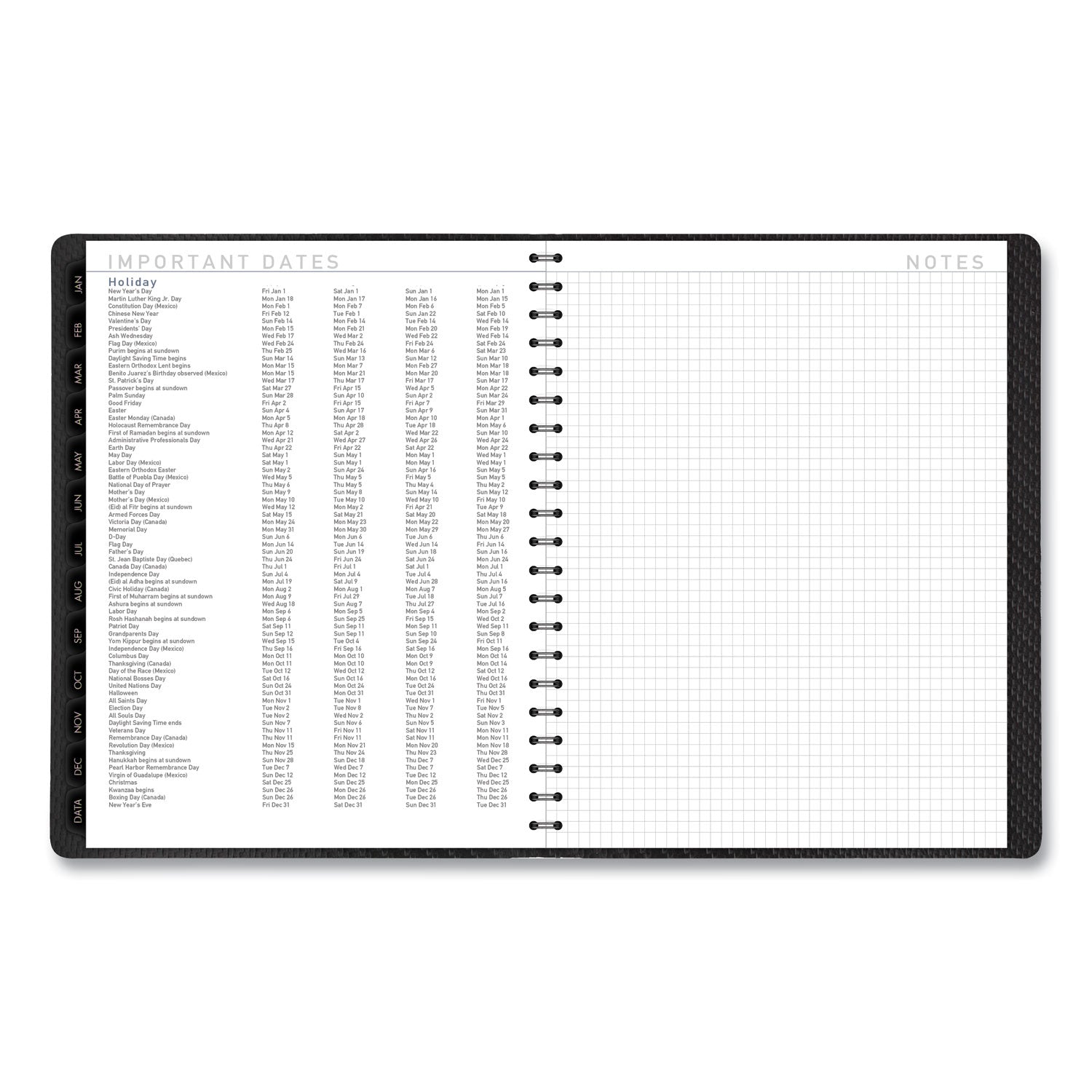 AT-A-GLANCE® Contemporary Weekly/Monthly Planner, Vertical-Column Format, 11 x 8.25, Graphite Cover, 12-Month (Jan to Dec): 2025