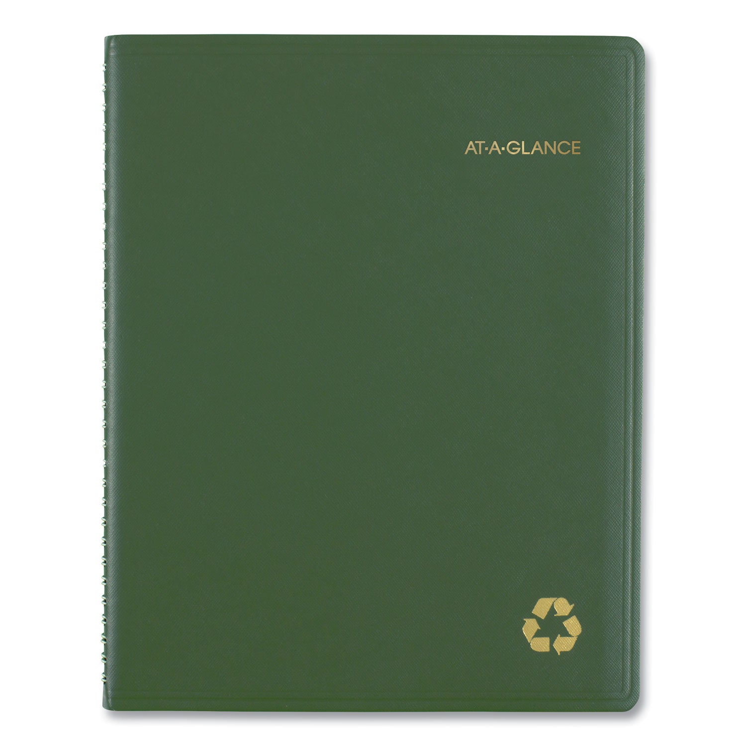 AT-A-GLANCE® Recycled Weekly Vertical-Column Format Appointment Book, 11 x 8.25, Green Cover, 12-Month (Jan to Dec): 2025