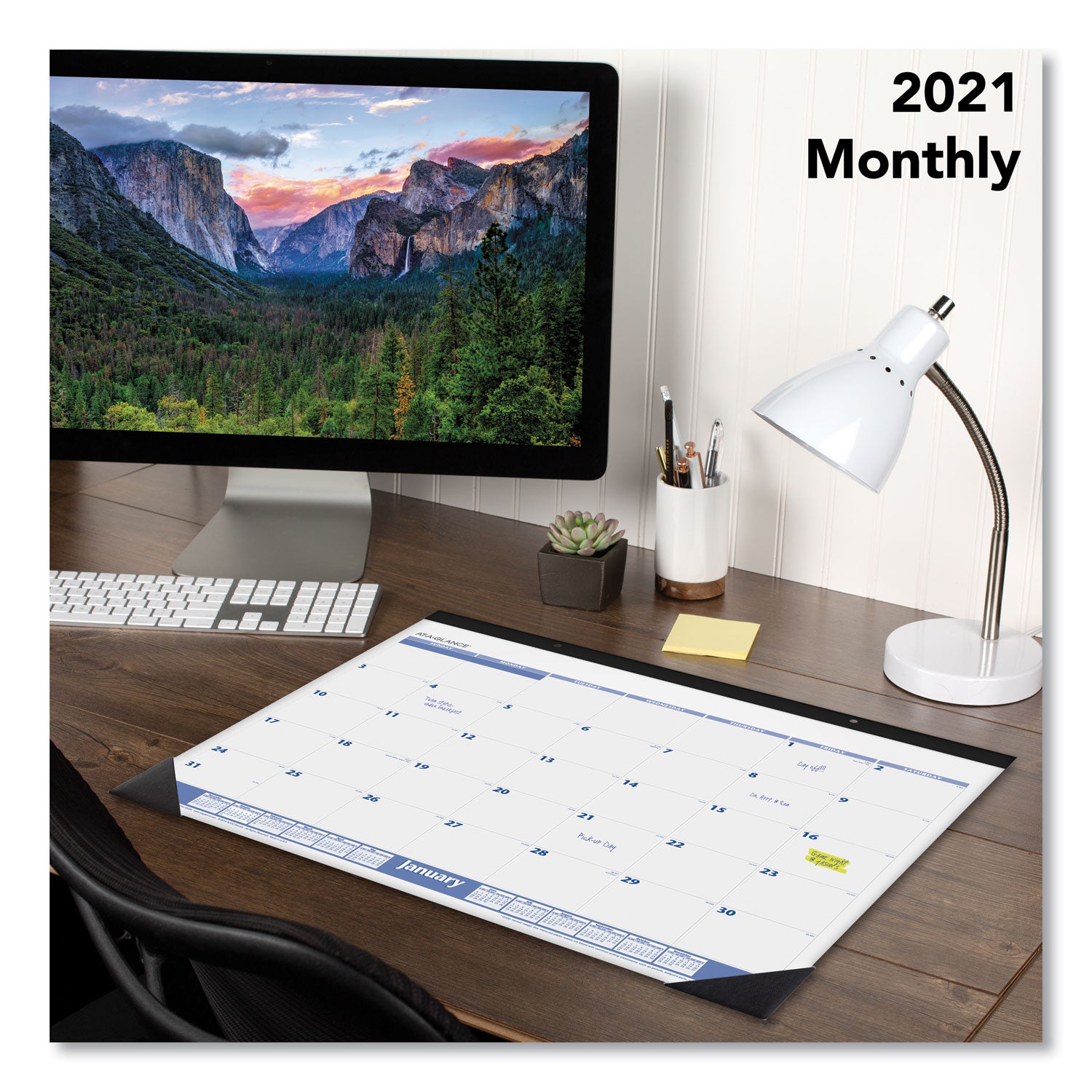 AT-A-GLANCE® Desk Pad, 22 x 17, White Sheets, Black Binding, Black Corners, 12-Month (Jan to Dec): 2025