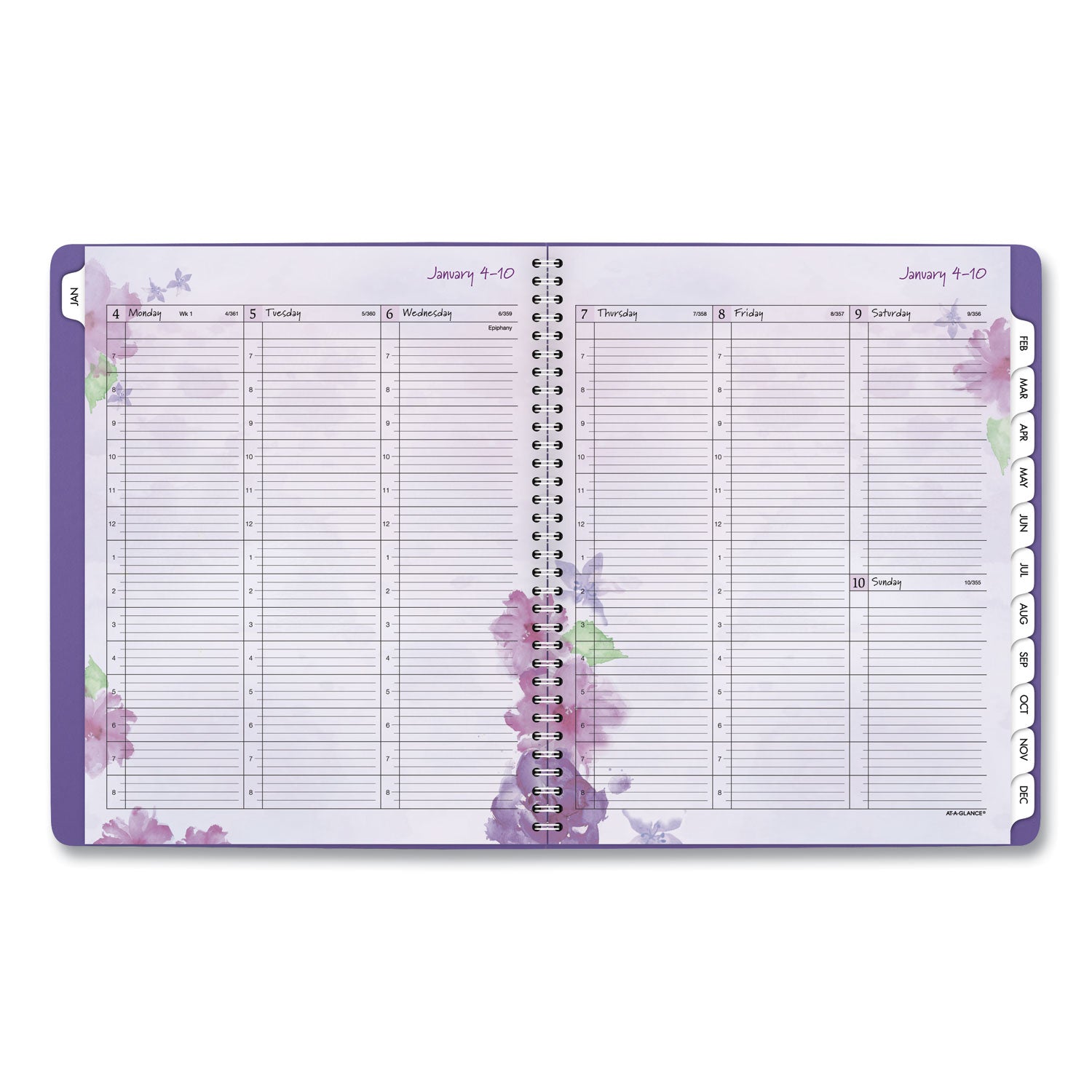 AT-A-GLANCE® Beautiful Day Weekly/Monthly Planner, Vertical-Column Format, 11 x 8.5, Purple Cover, 13-Month: Jan 2025 to Jan 2026