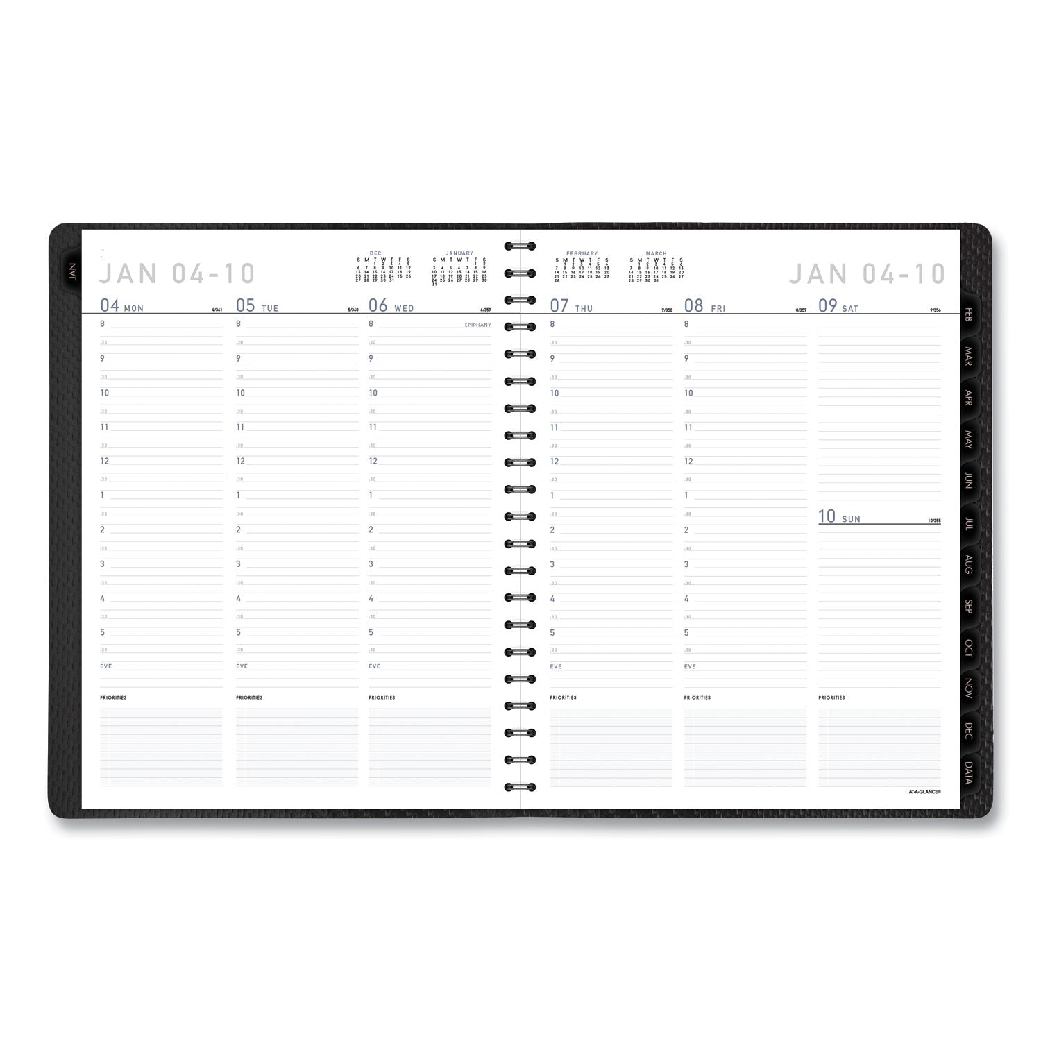 AT-A-GLANCE® Contemporary Weekly/Monthly Planner, Vertical-Column Format, 11 x 8.25, Graphite Cover, 12-Month (Jan to Dec): 2025