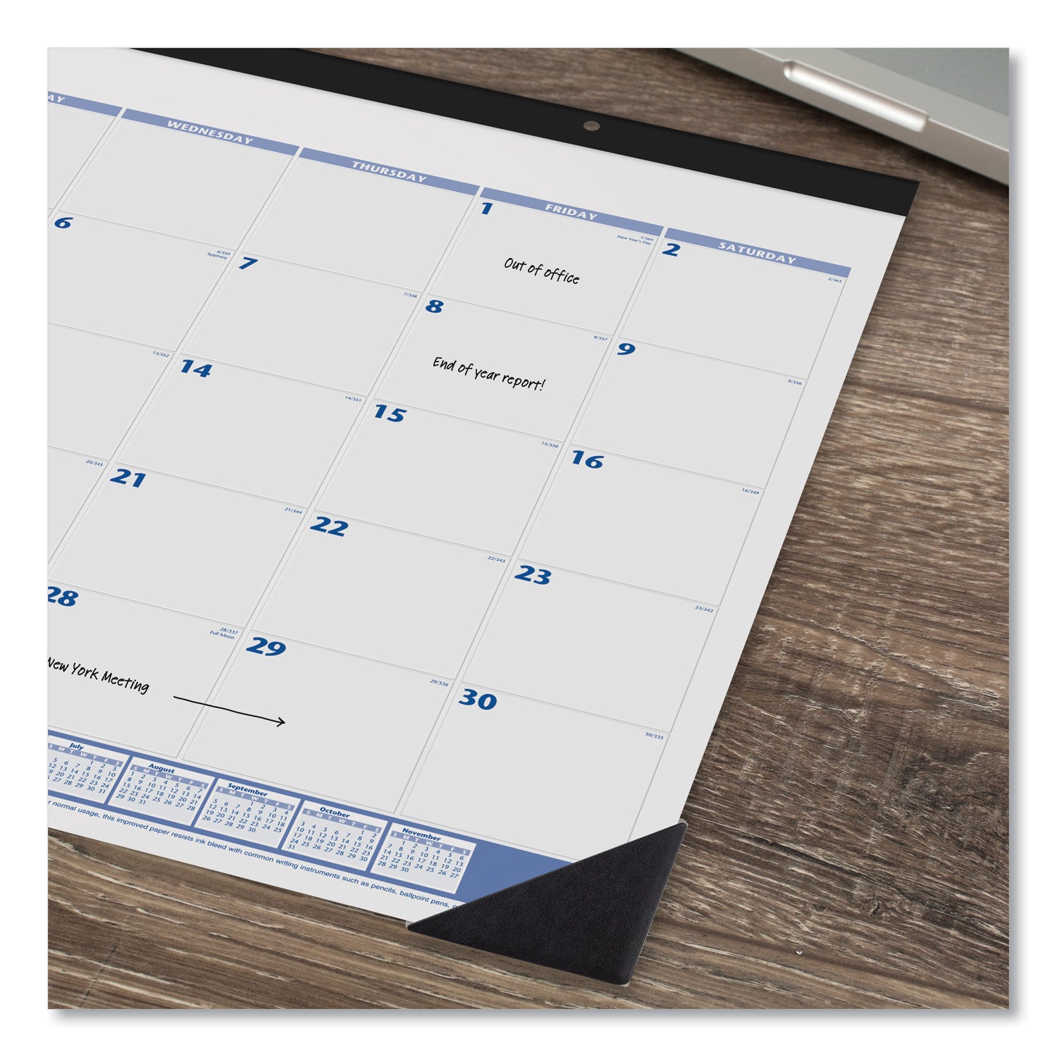 AT-A-GLANCE® Desk Pad, 22 x 17, White Sheets, Black Binding, Black Corners, 12-Month (Jan to Dec): 2025