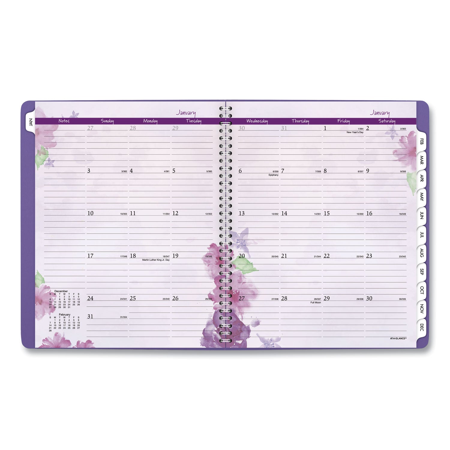 AT-A-GLANCE® Beautiful Day Weekly/Monthly Planner, Vertical-Column Format, 11 x 8.5, Purple Cover, 13-Month: Jan 2025 to Jan 2026