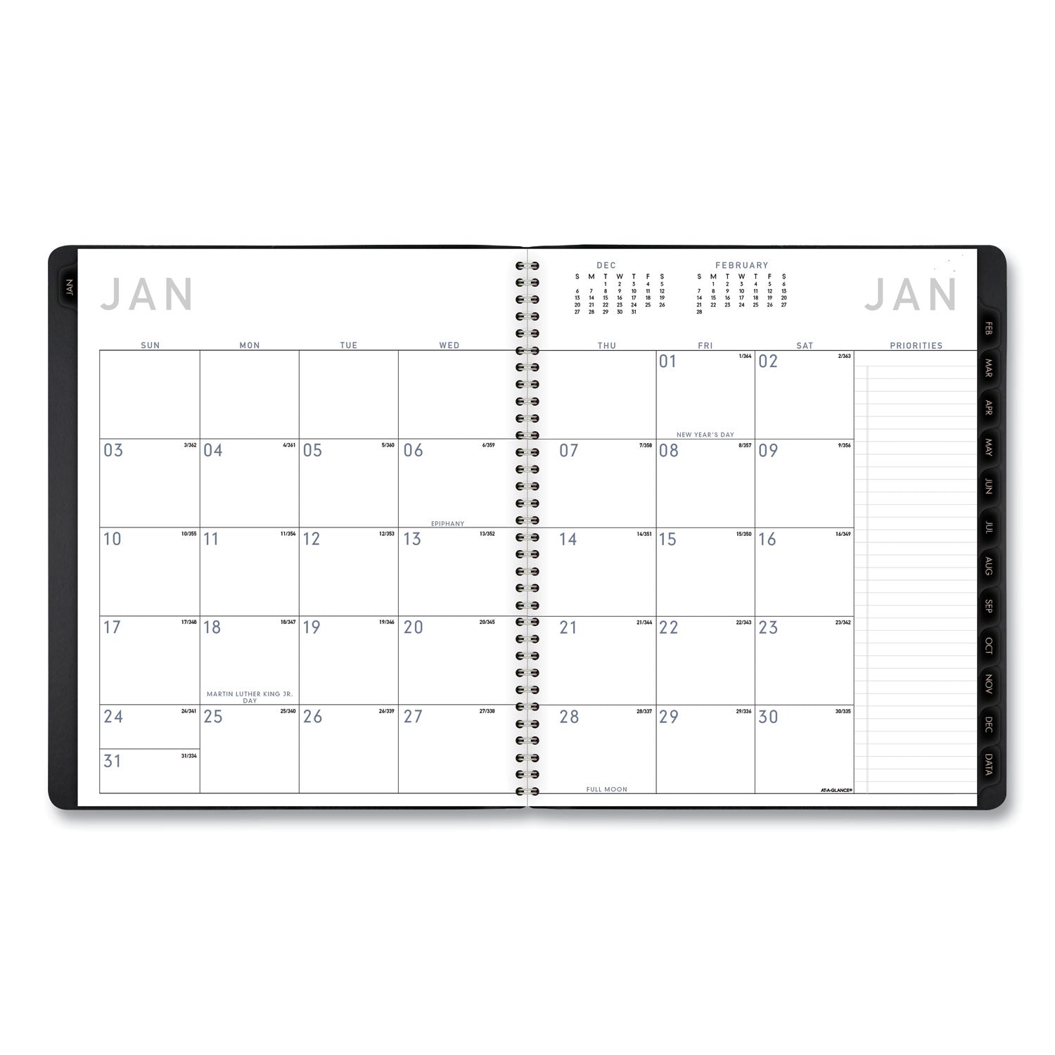 AT-A-GLANCE® Contemporary Monthly Planner, Premium Paper, 11 x 9, Black Cover, 12-Month (Jan to Dec): 2025