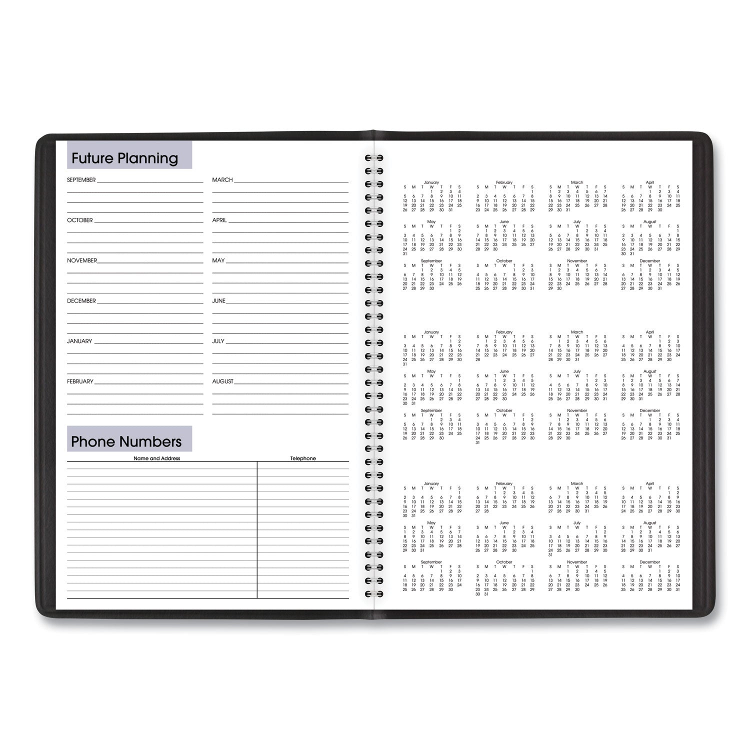 AT-A-GLANCE® DayMinder Monthly Planner, Academic Year, Ruled Blocks, 12 x 8, Black Cover, 14-Month (July to Aug): 2024 to 2025