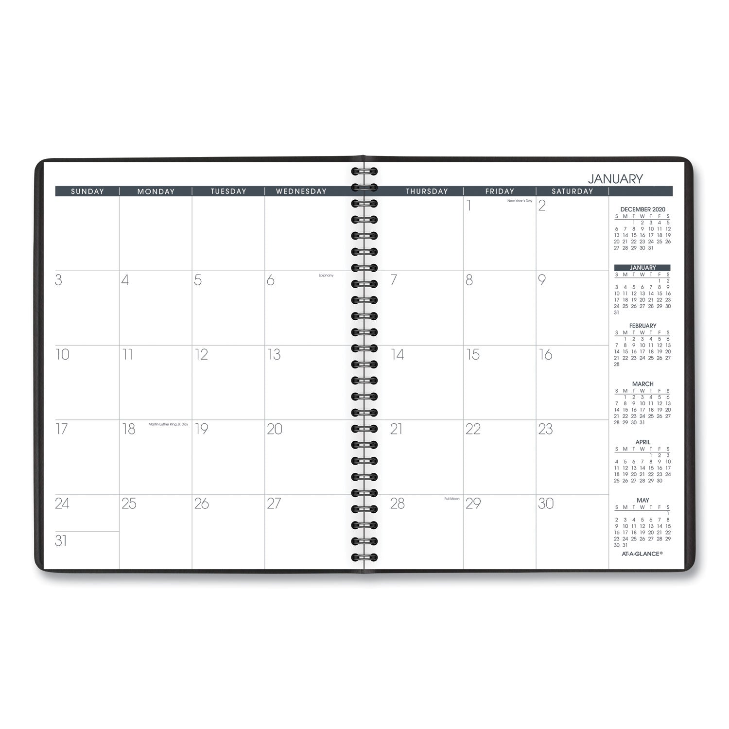 AT-A-GLANCE® Monthly Planner, 8.75 x 7, Black Cover, 12-Month (Jan to Dec): 2025