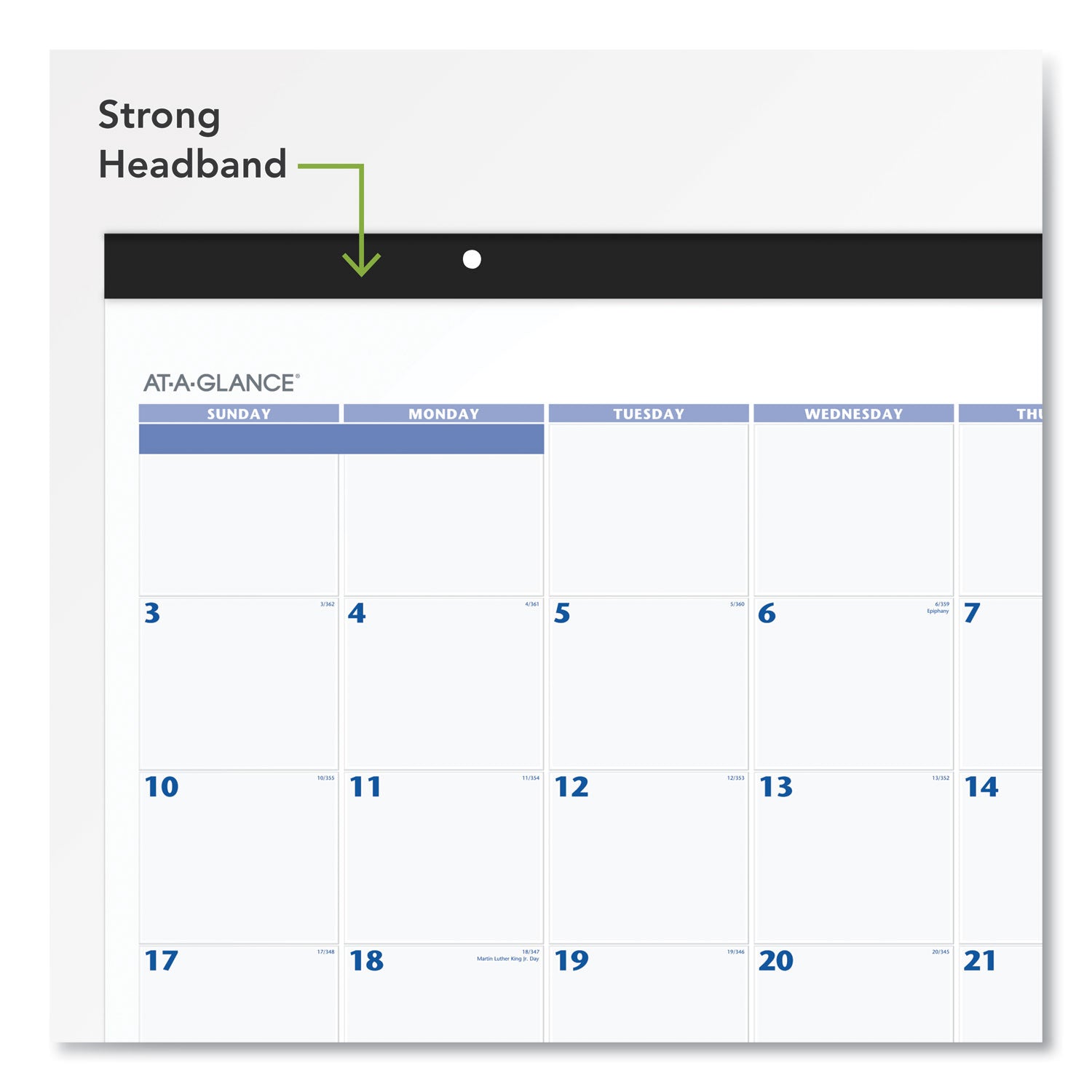 AT-A-GLANCE® Desk Pad, 22 x 17, White Sheets, Black Binding, Black Corners, 12-Month (Jan to Dec): 2025