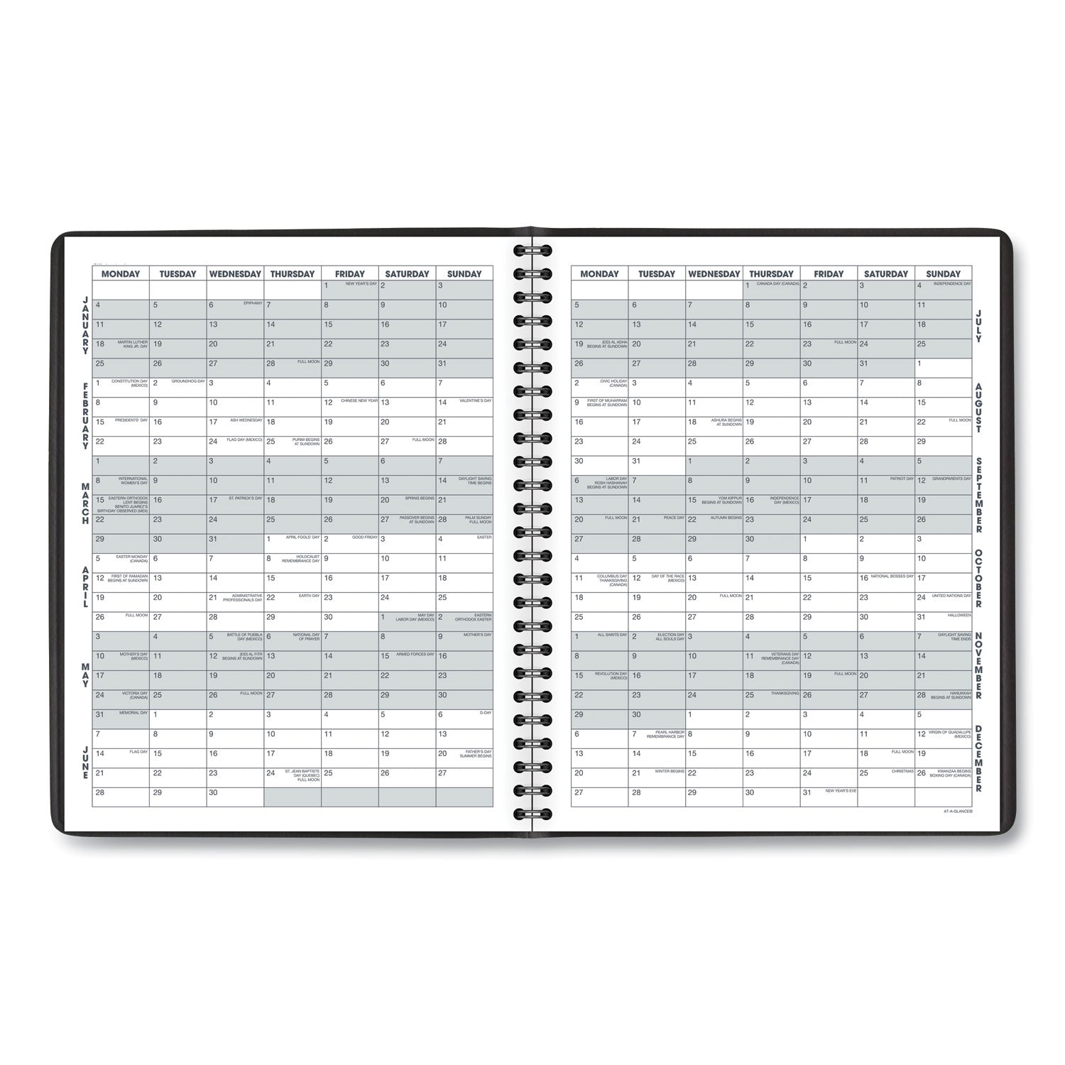 AT-A-GLANCE® Monthly Planner, 8.75 x 7, Black Cover, 12-Month (Jan to Dec): 2025