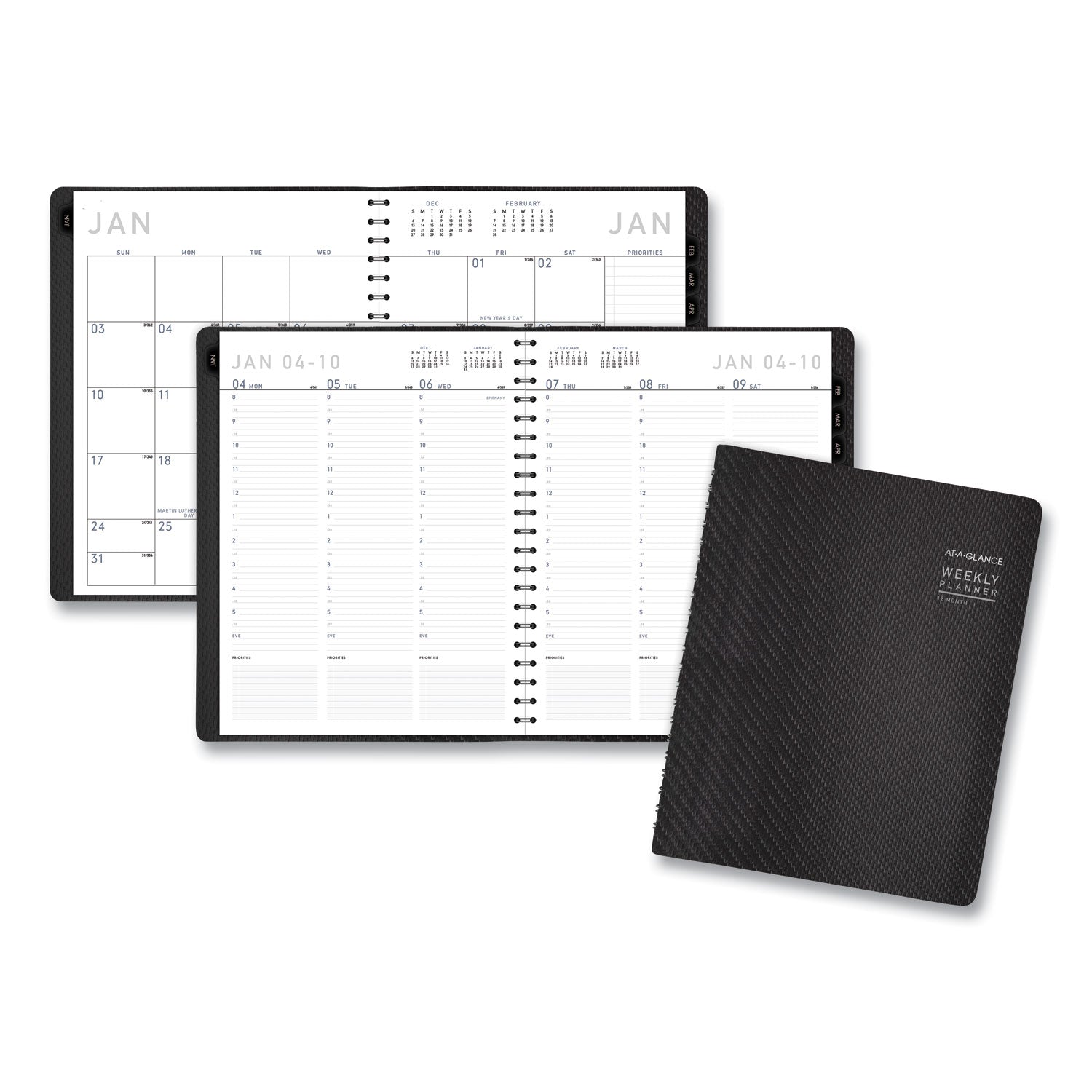 Contemporary Weekly/Monthly Planner, Vertical-Column Format, 11 x 8.25, Graphite Cover, 12-Month (Jan to Dec): 2025