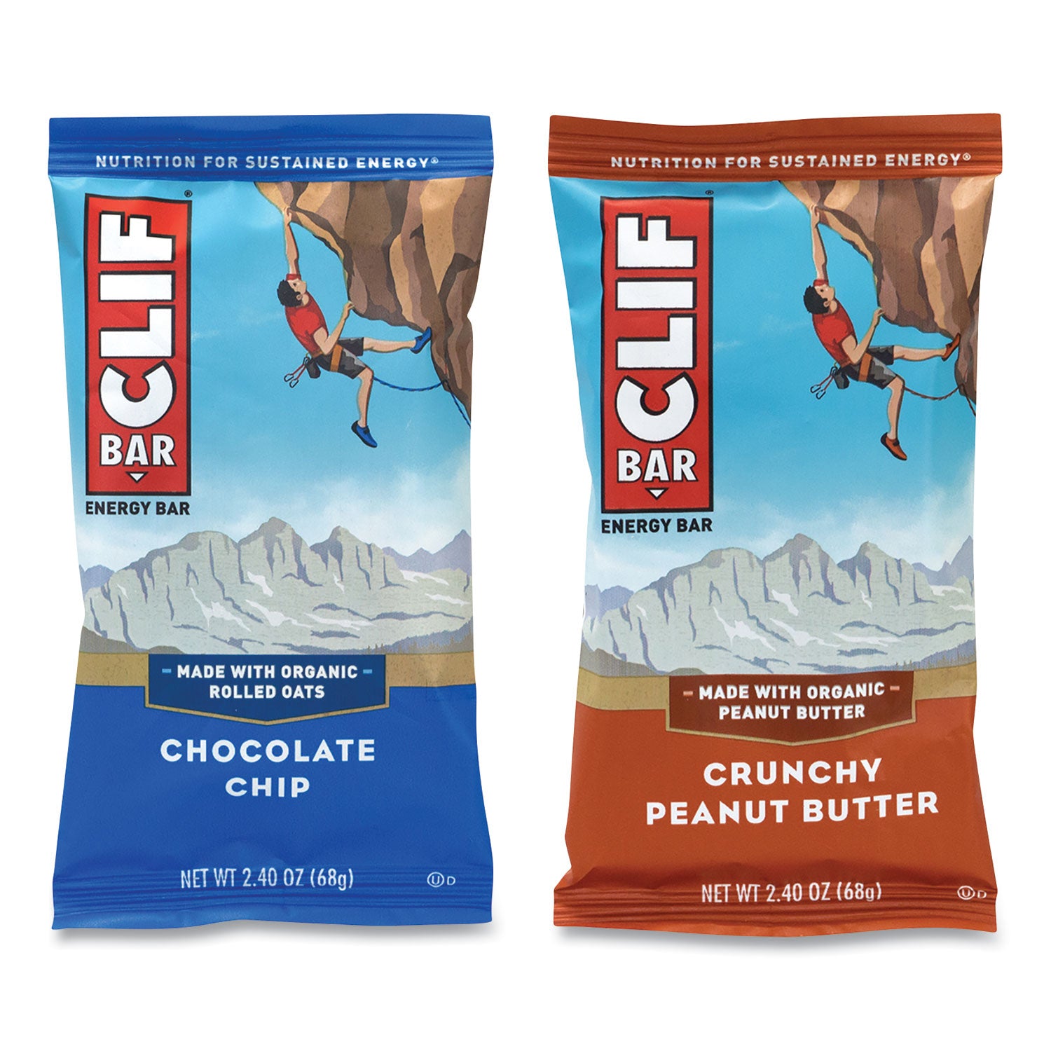 CLIF® Bar Energy Bar, Chocolate Chip/Crunchy Peanut Butter, 2.4 oz, 24/Box