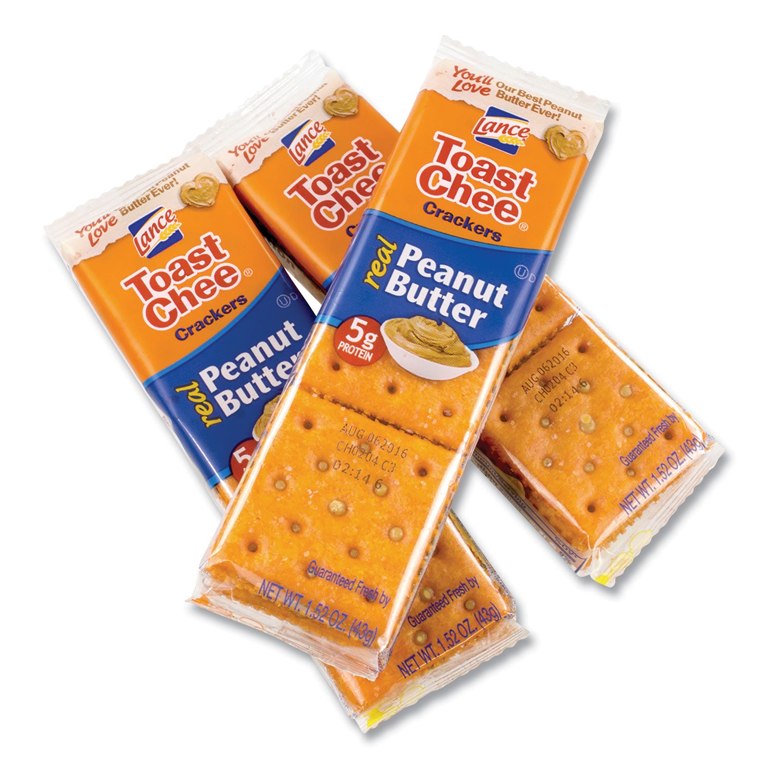 Toast Chee Peanut Butter Cracker Sandwiches, 1.52 oz Pack, 40 Packs/Box