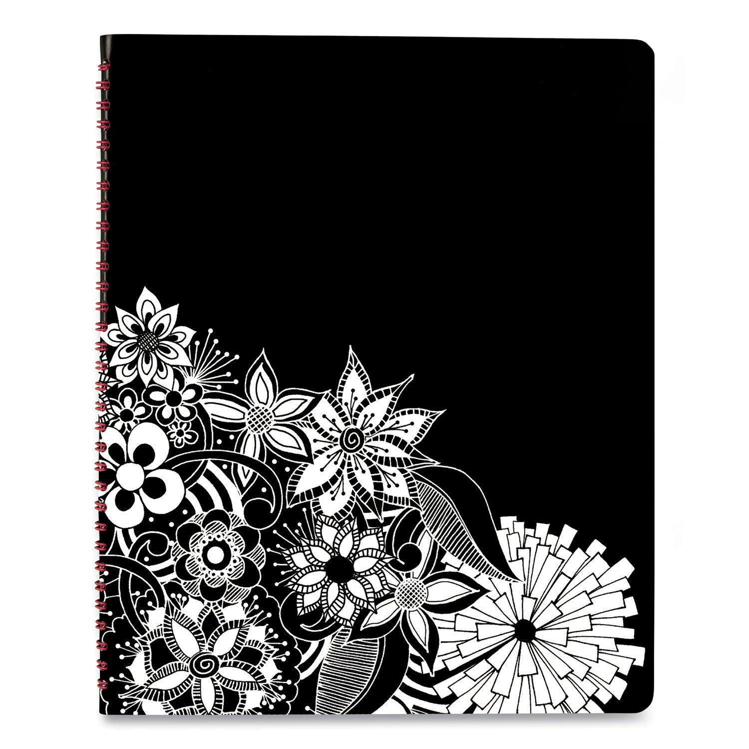 Cambridge® Floradoodle Weekly/Monthly Professional Planner, Floral Artwork, 11 x 8.5, Black/White Cover, 12-Month (Jan-Dec): 2025