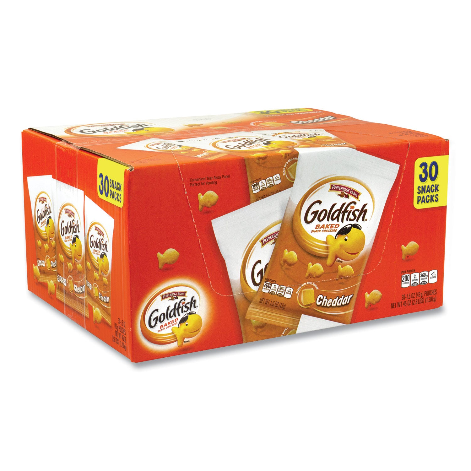 Pepperidge Farm® Goldfish Crackers, Cheddar, 1.5 oz Bag, 30 Bags/Box