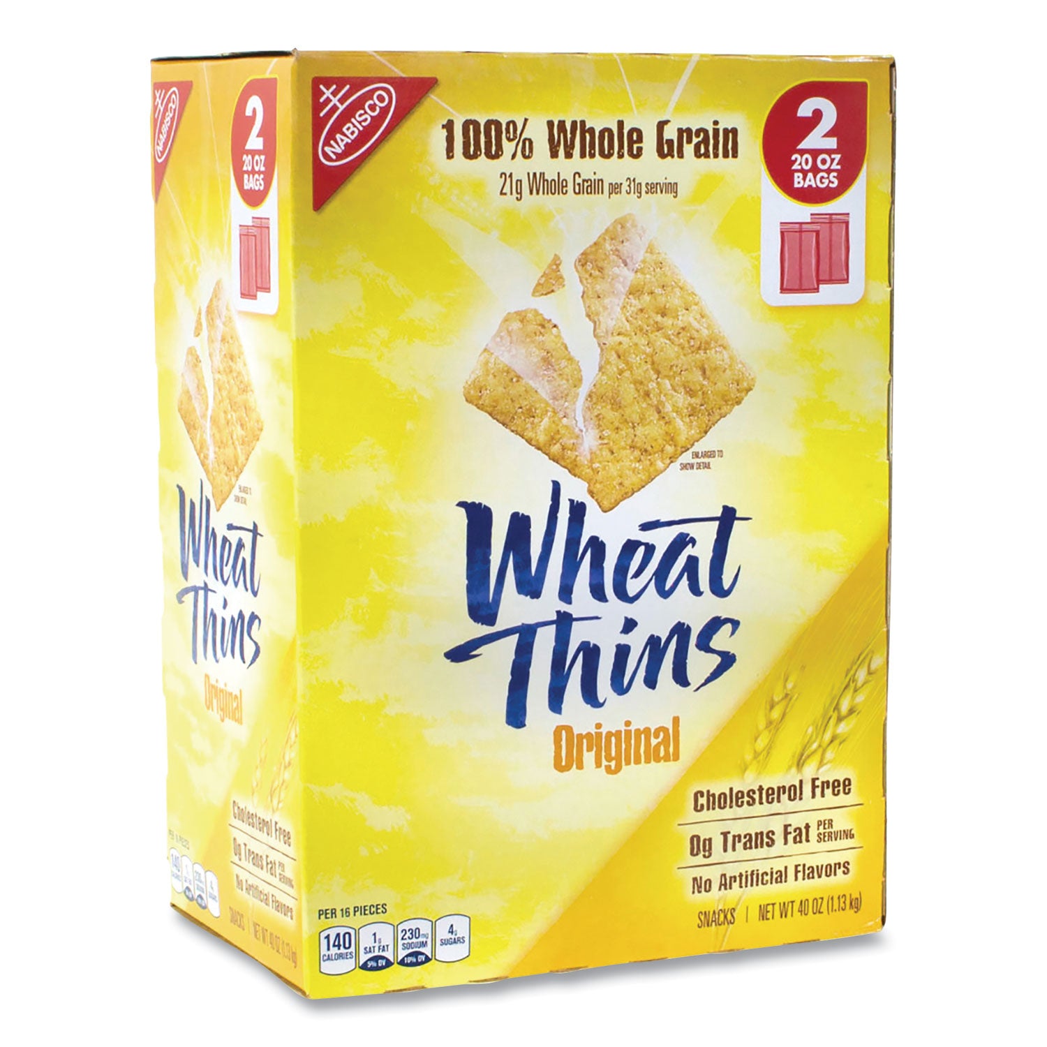 Wheat Thins Crackers, Original, 20 oz Bag, 2 Bags/Pack