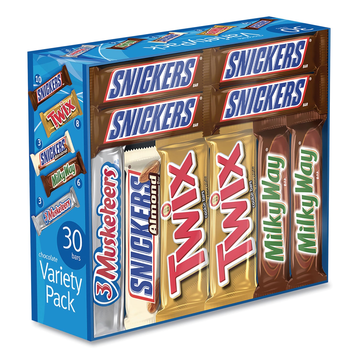 Full-Size Candy Bars Variety Pack, Assorted, 30/Box