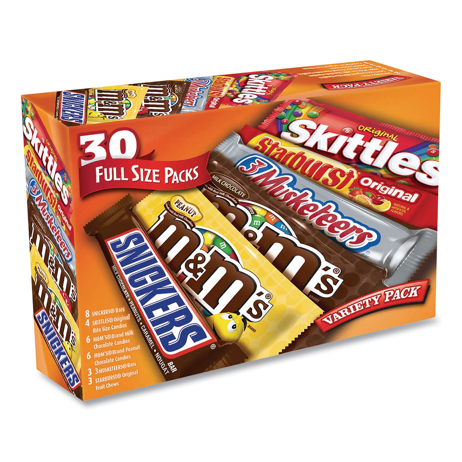 Full-Size Candy Bars Variety Pack, Assorted, 30/Box