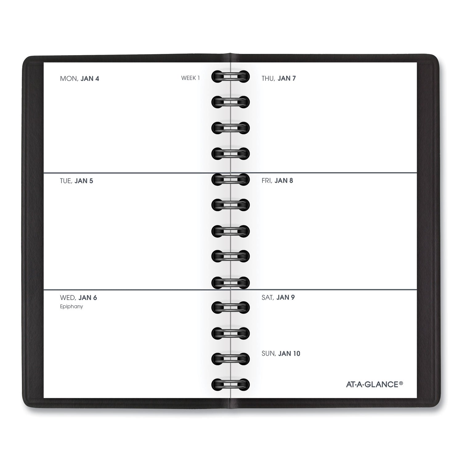 AT-A-GLANCE® Weekly Planner, 4.5 x 2.5, Black Cover, 12-Month (Jan to Dec): 2025