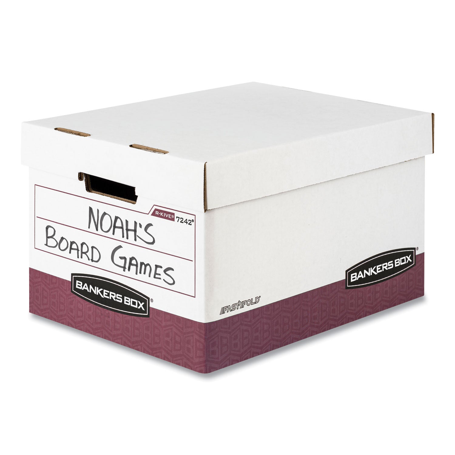 Bankers Box® R-KIVE Heavy-Duty Storage Boxes, Letter/Legal Files, 12.75" x 16.5" x 10.38", White/Red, 12/Carton