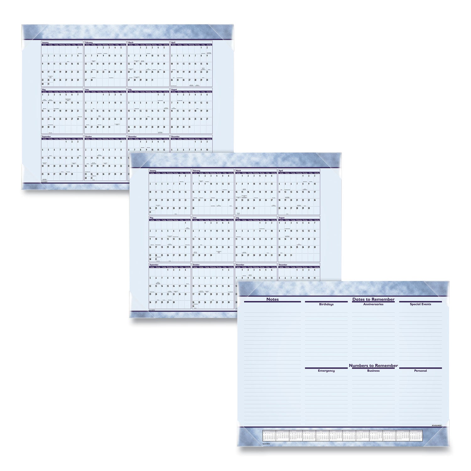 AT-A-GLANCE® Slate Blue Desk Pad, 22 x 17, Blue Sheets, Clear Corners, 12-Month (Jan to Dec): 2025