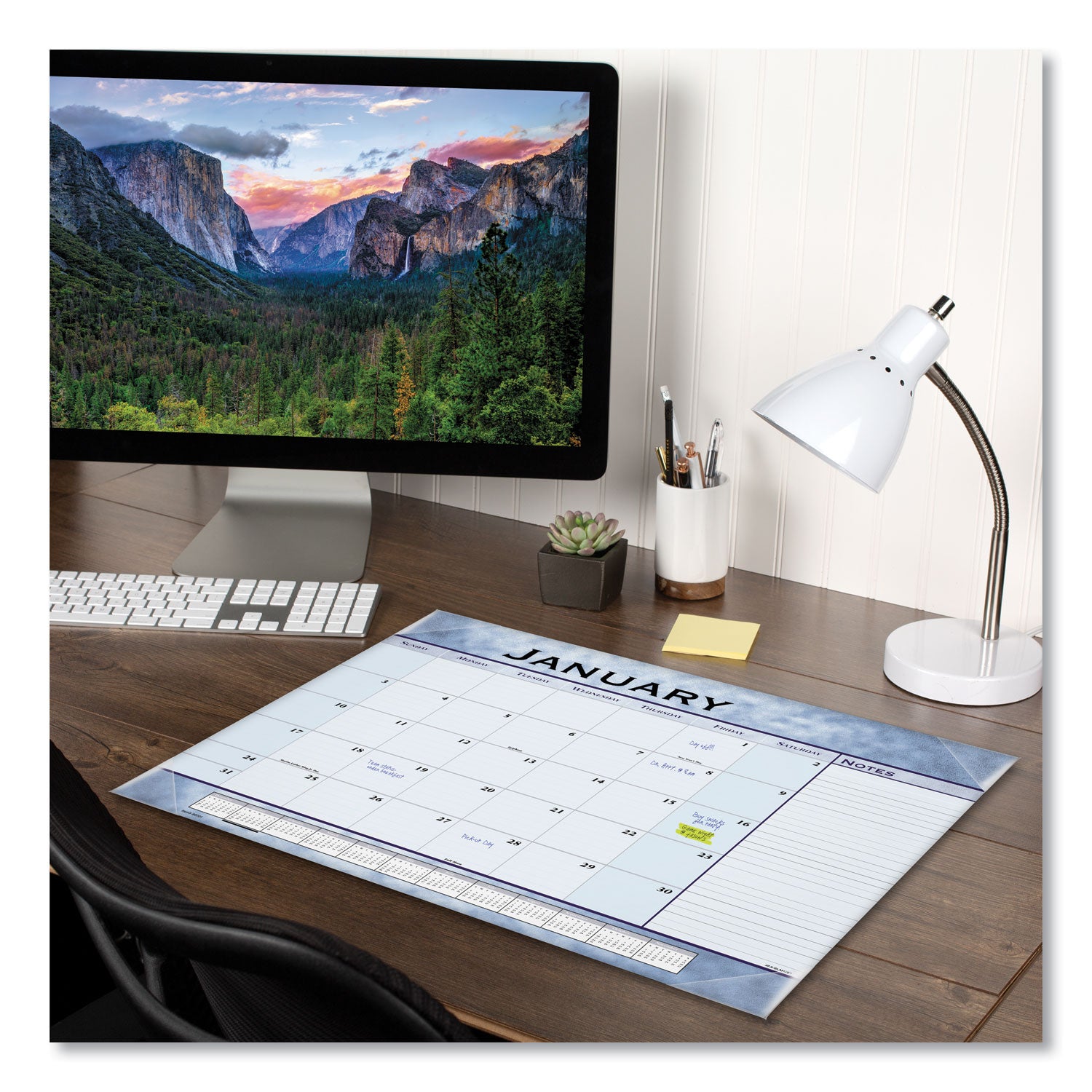 AT-A-GLANCE® Slate Blue Desk Pad, 22 x 17, Blue Sheets, Clear Corners, 12-Month (Jan to Dec): 2025