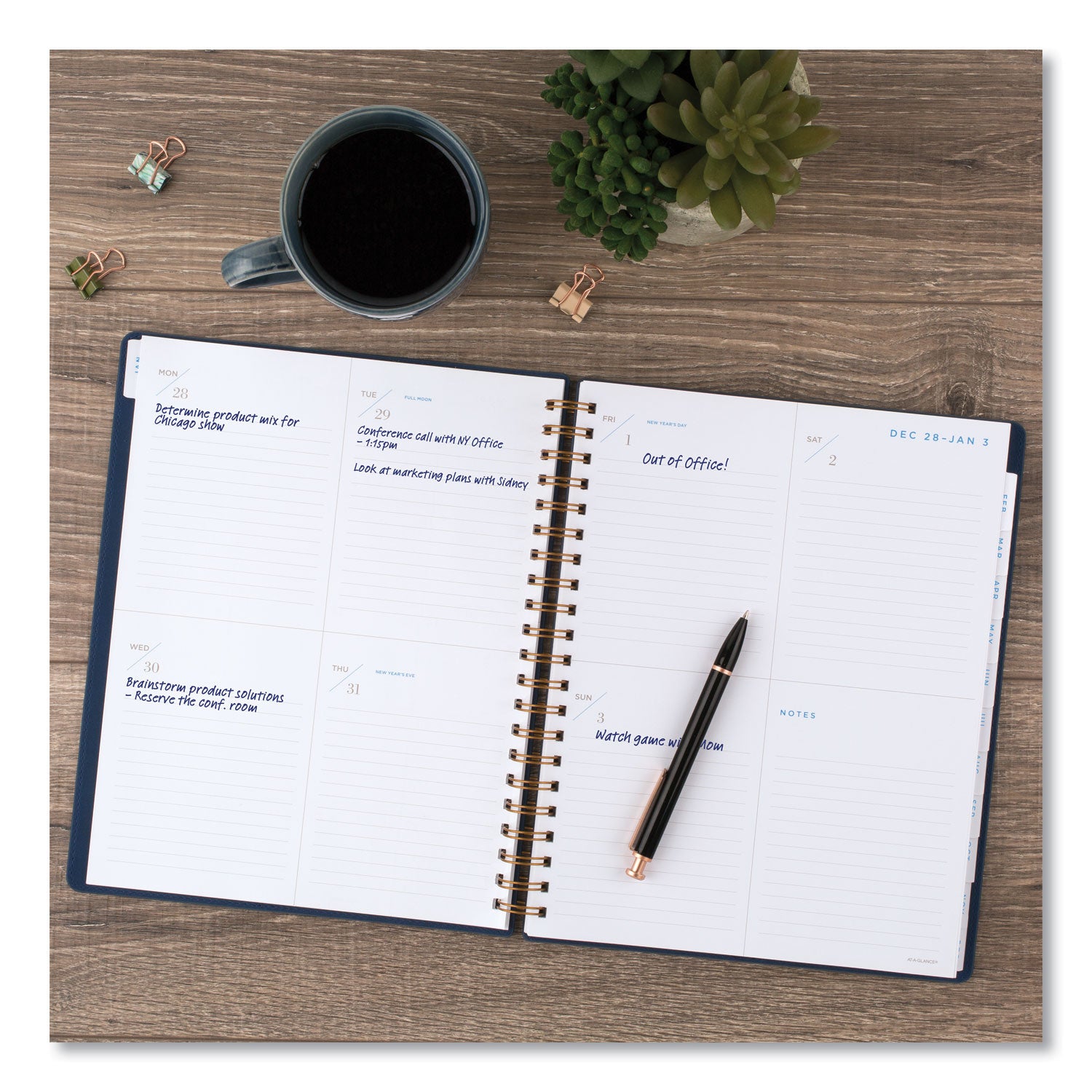 AT-A-GLANCE® Signature Collection Firenze Navy Weekly/Monthly Planner, 11 x 8.5, Navy Cover, 13-Month: Jan 2025 to Jan 2026